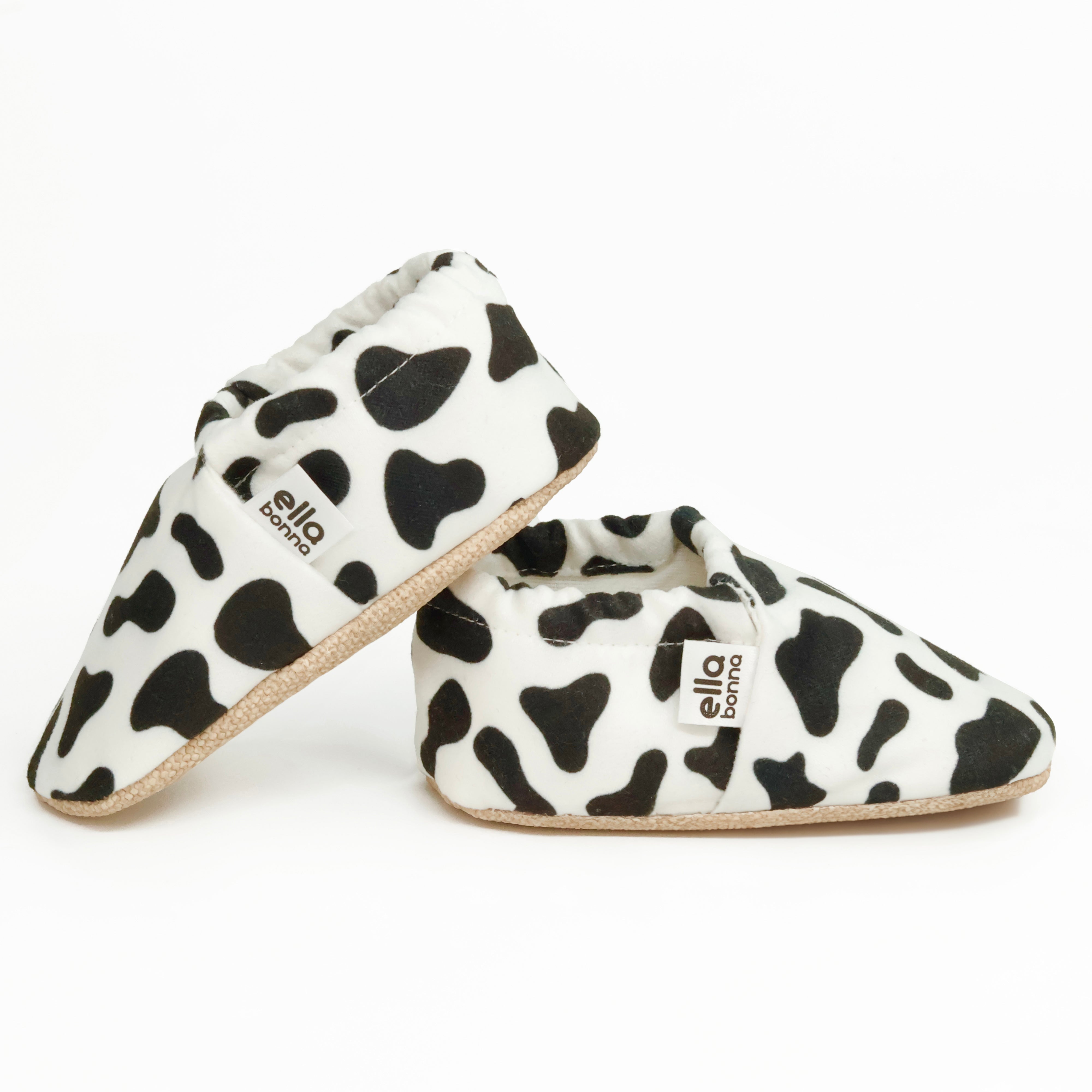 Ella Bonna Non-slip Sole Cow Patterned Baby Booties, Home Boot Slippers Nursery Shoes