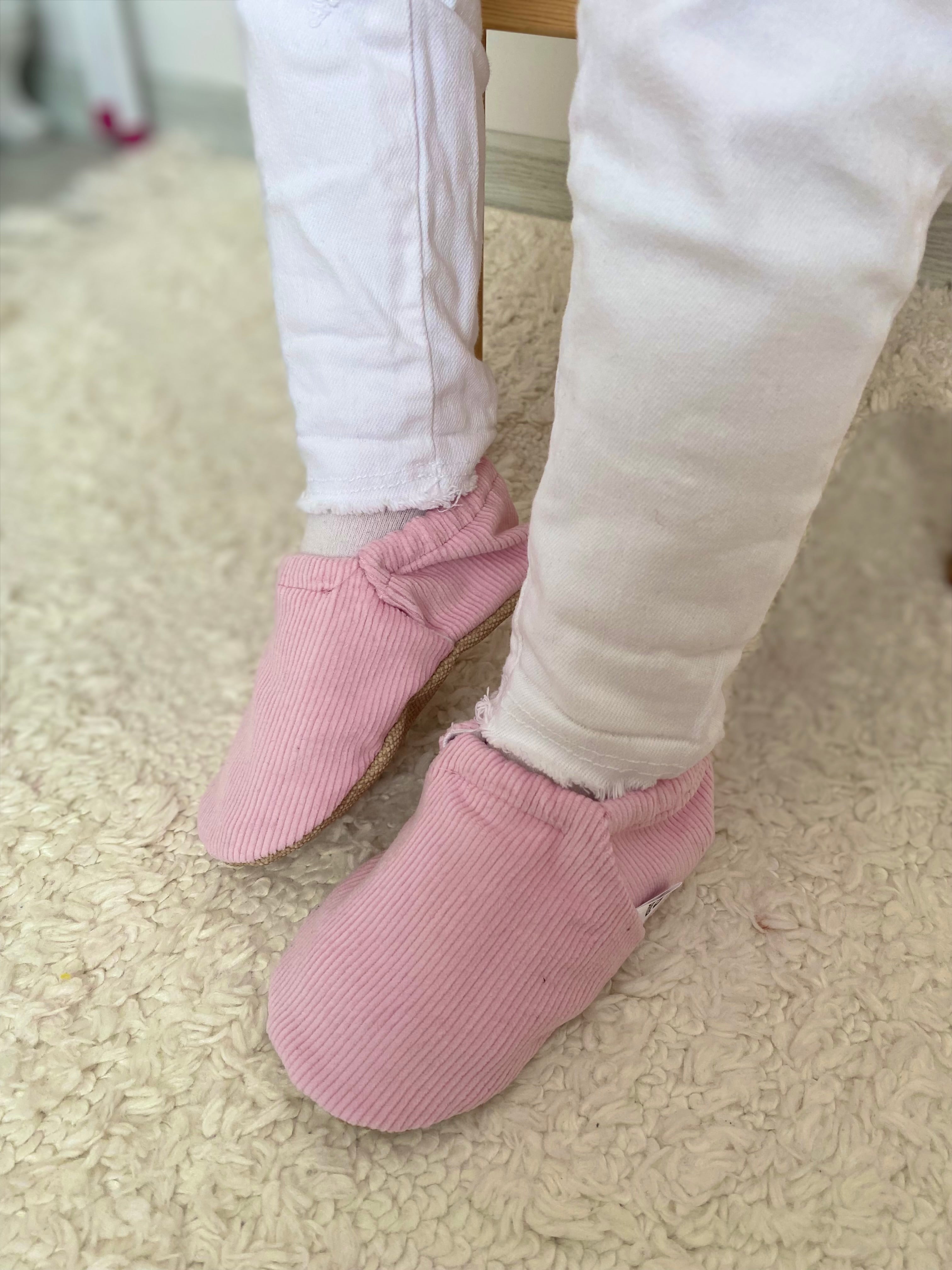Organic Cotton Corduroy Home Nursery Moccasin Shoes , Pink