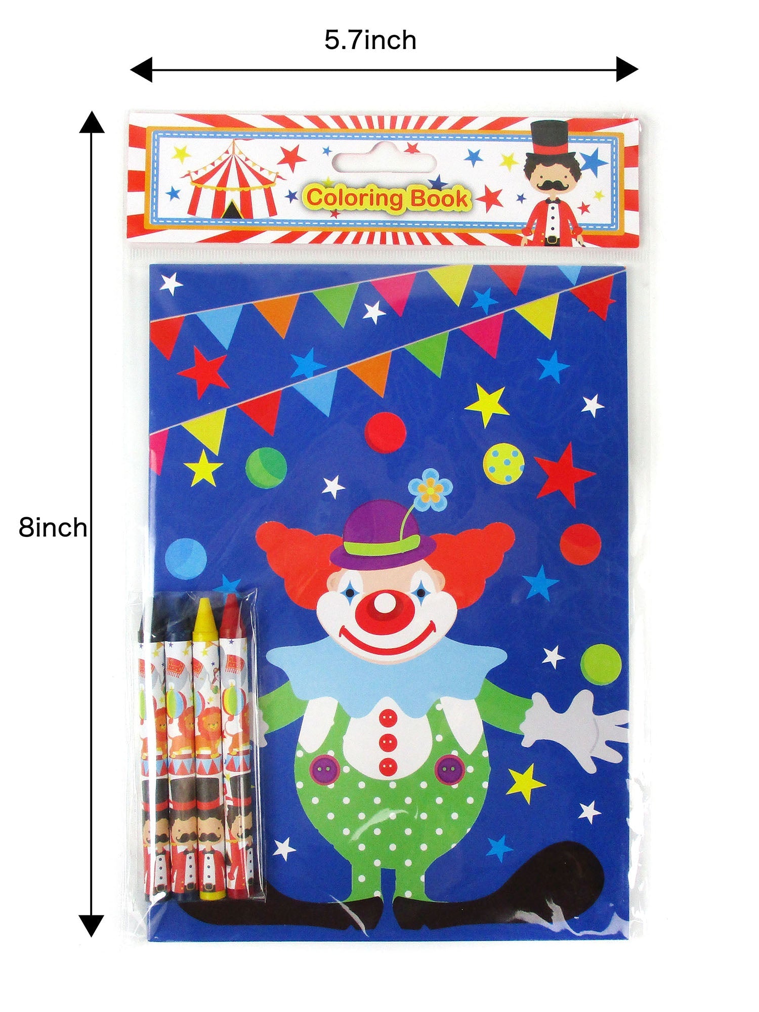 Circus Coloring Books With Crayons Party Favors - Set Of 6 Or 12