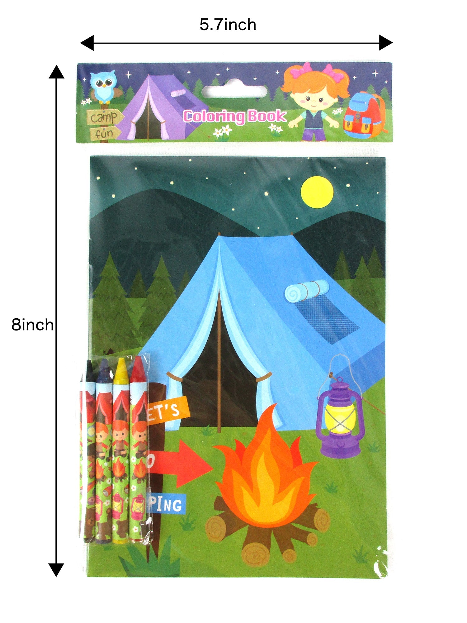 Camping Wilderness Coloring Books With Crayons Party Favors - Set Of 6 Or 12