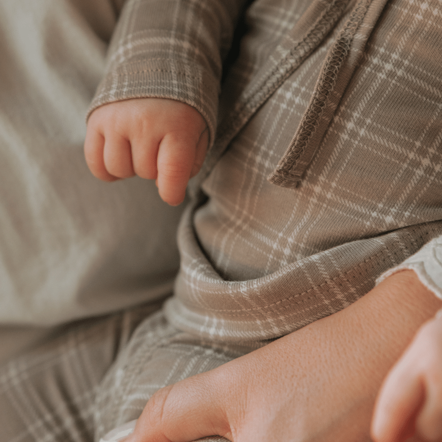 The Printed Long Sleeve Tee - Taupe Check