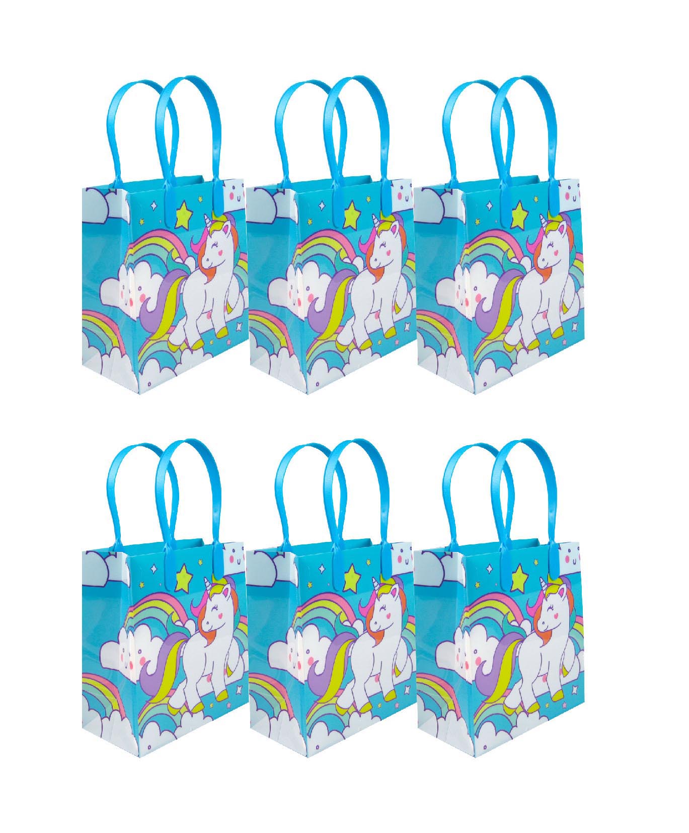 Blue Unicorn Party Favor Bags Treat Bags - Set Of 6 Or 12