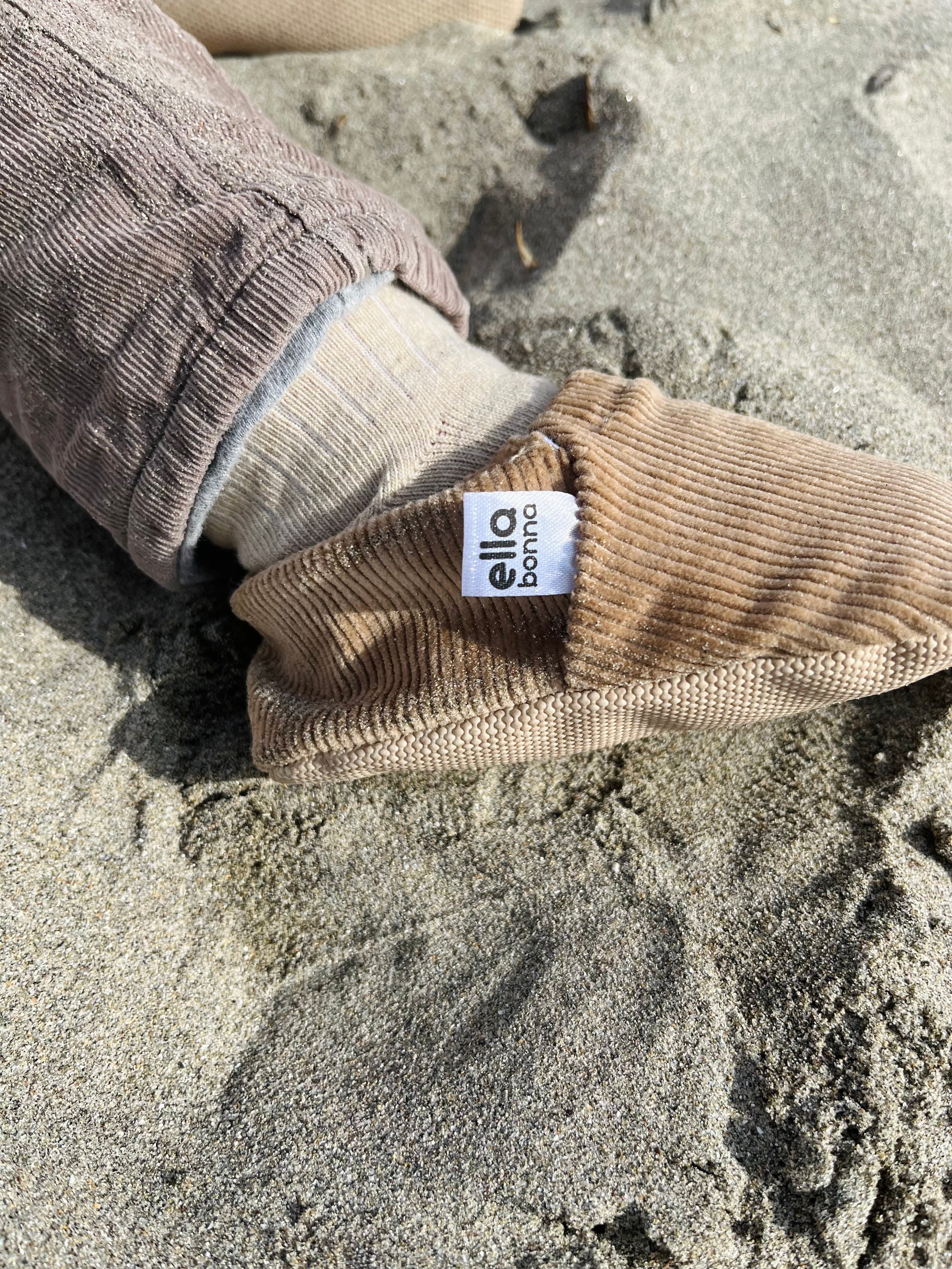 Organic Cotton Corduroy Home Nursery Moccasin Shoes Beige