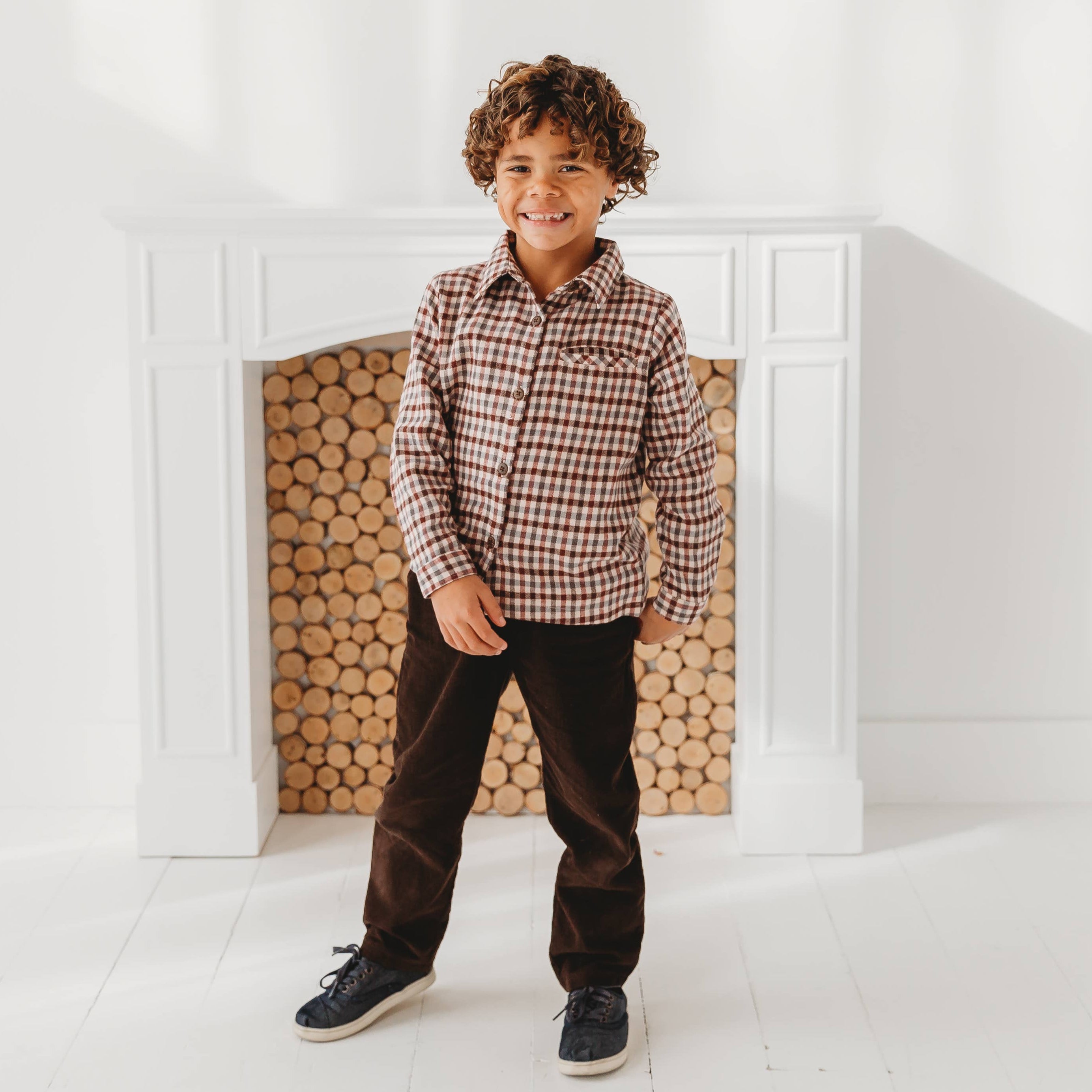 Brushed Gingham Check Boys Shirt