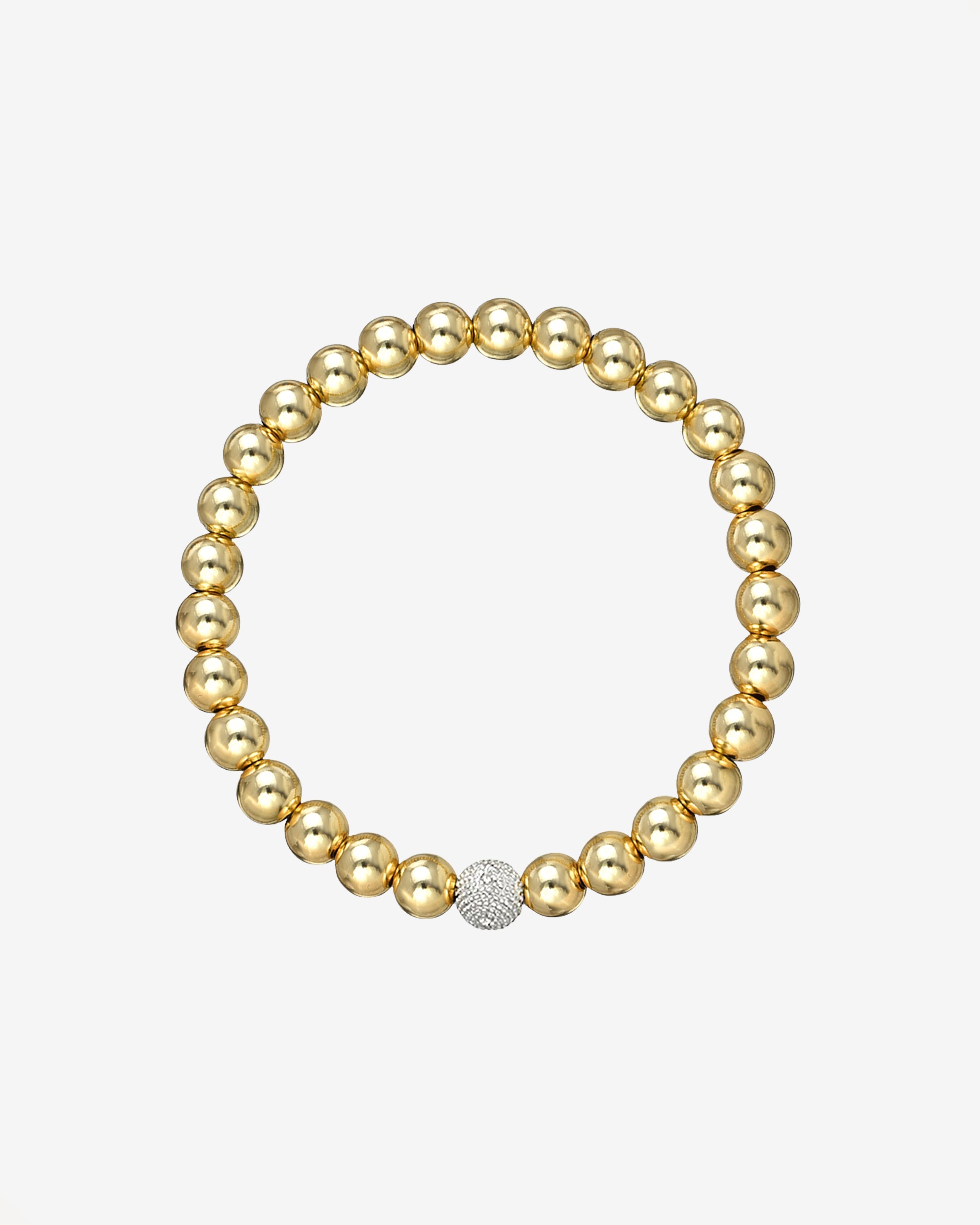 6mm Gold Bead Bracelet With Diamond Bead