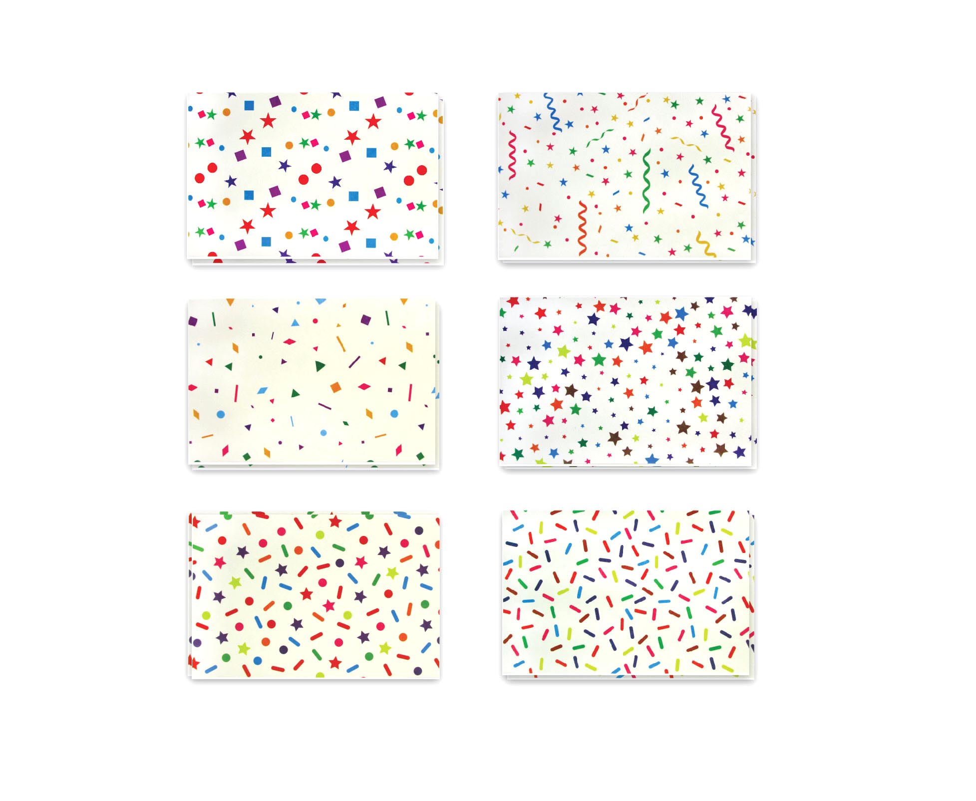 Rainbow Confetti - 36 Pack Assorted Greeting Cards For All Occasions - 6 Designs