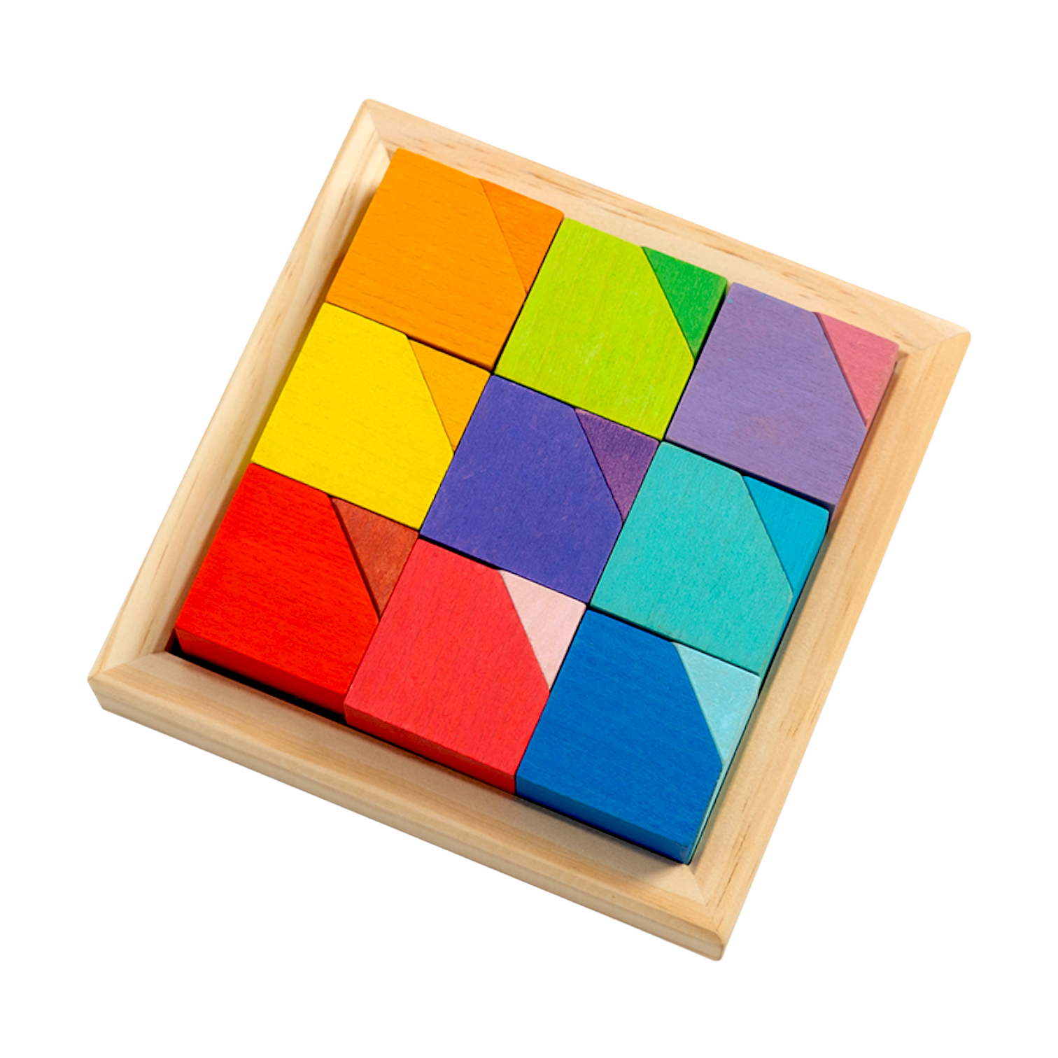 18 Pcs Wooden Cornerstone Building Blocks Set In Primary Rainbow Colors