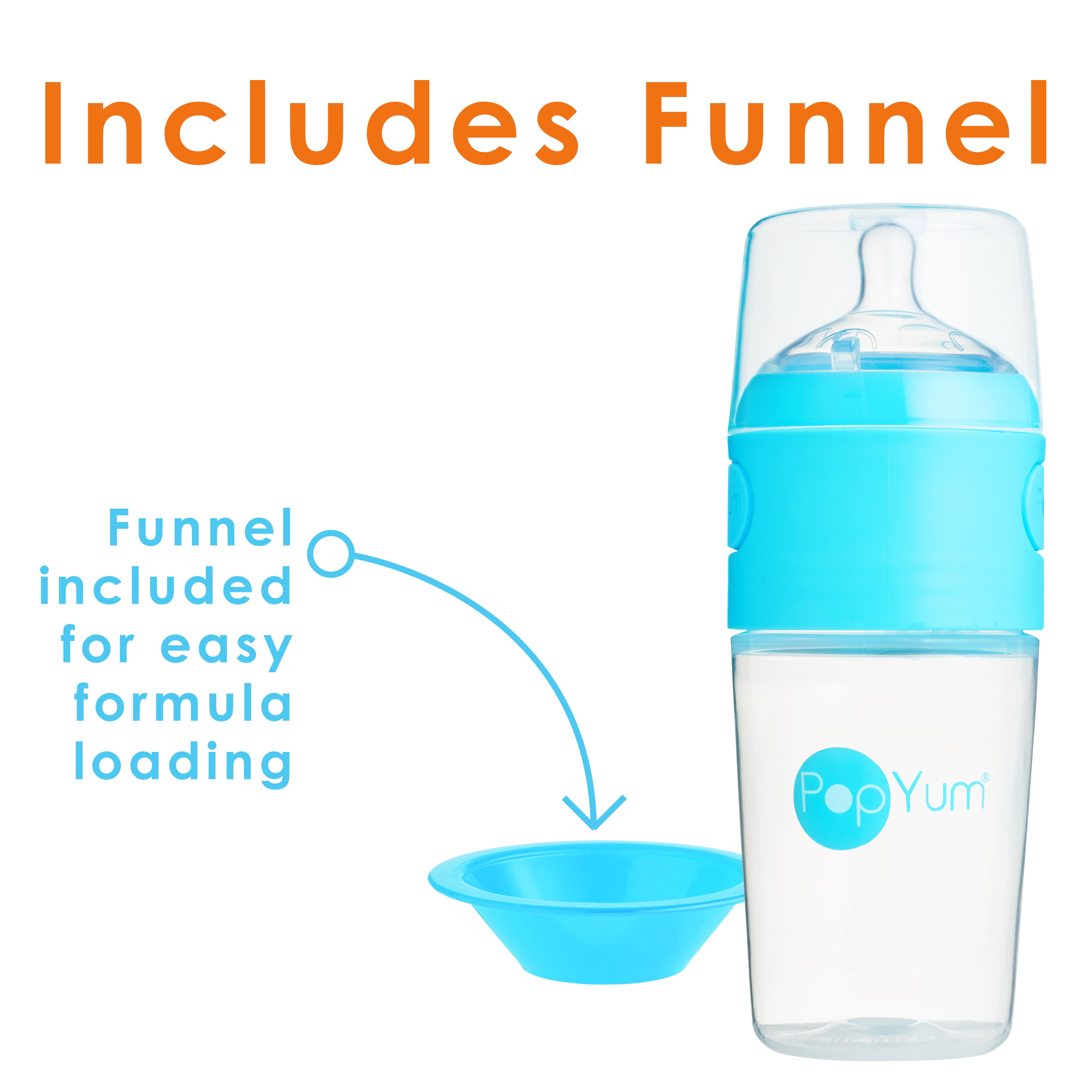 Popyum Blue 7 Piece Bundle: 9oz Bottle 3-pack + 2 Nipple 2-packs