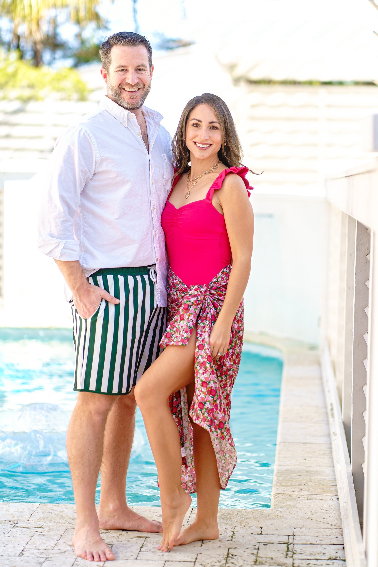 Men's Green Stripe Swim Shorts