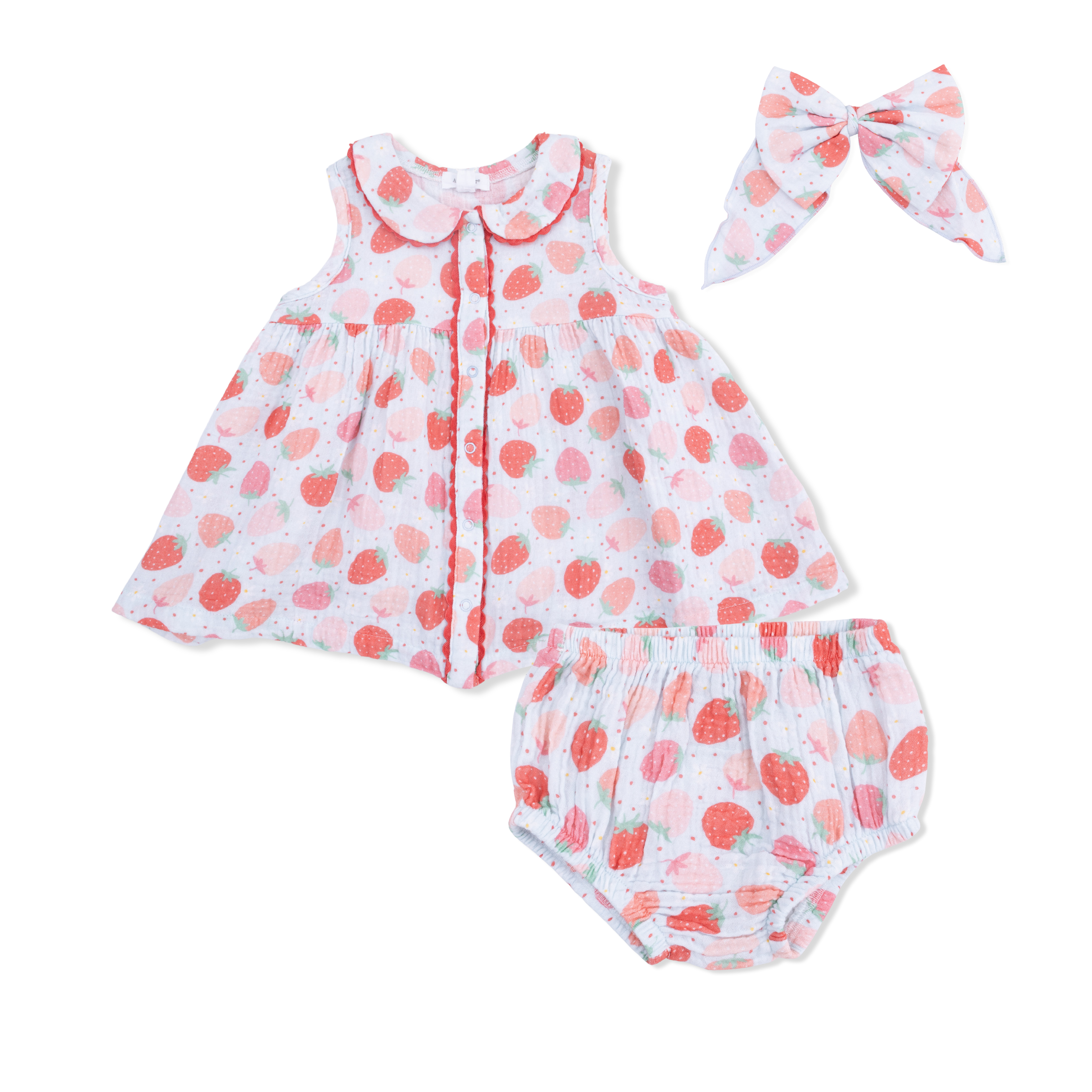 Strawberry Bliss - Jill Dress With Bloomer & Large Bow