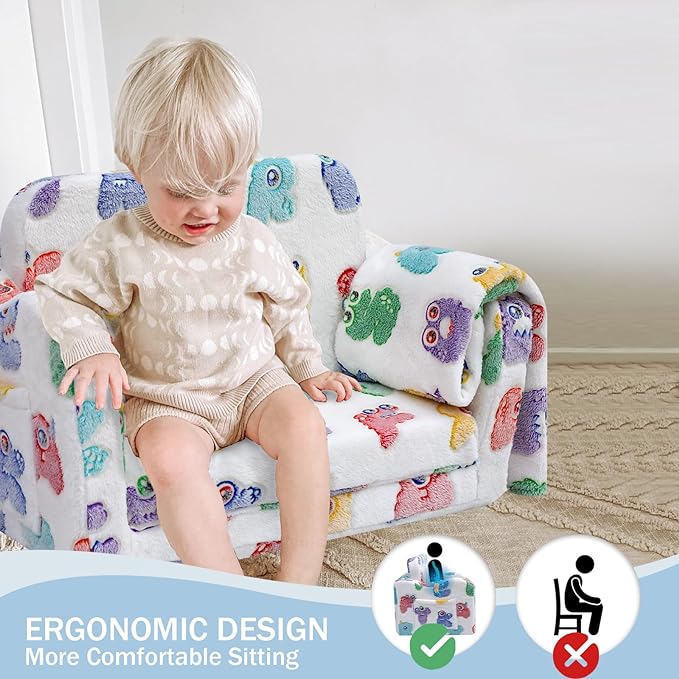 Children's Fold Out Sofa With Blanket -glowsofa