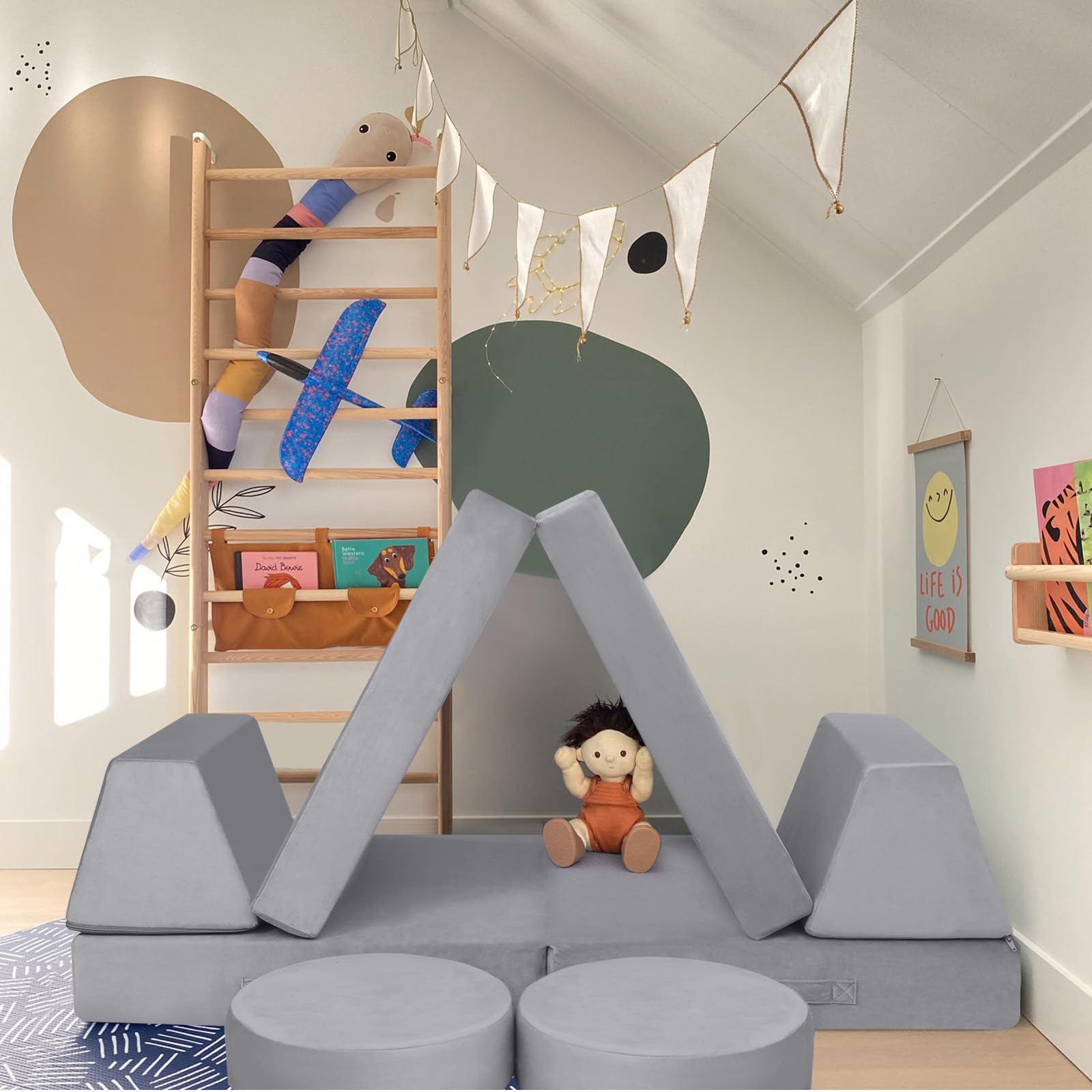 8-piece Kids Play Couch Solid Color