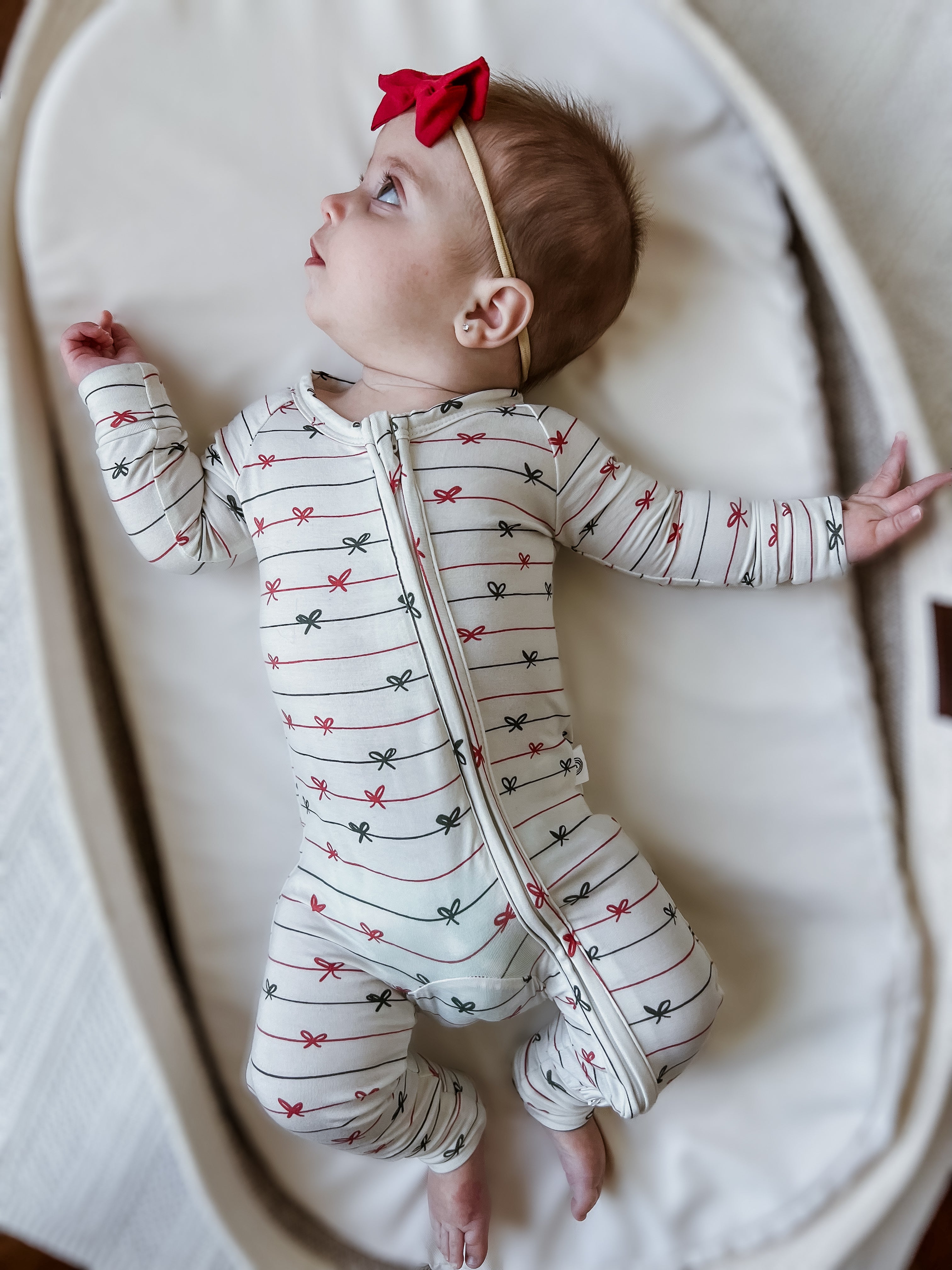 Tied With A Bow Christmas Bamboo Zippy Pajamas