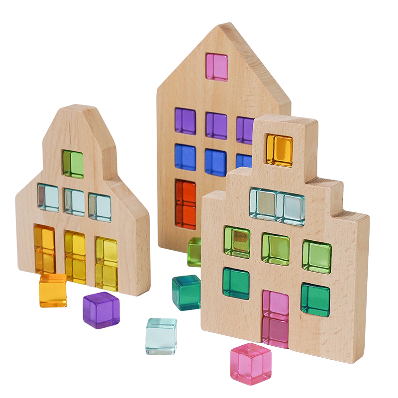 3 Pcs Wooden Window Houses Only