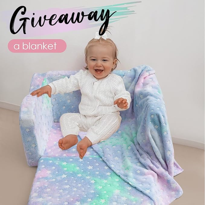 Children's Fold Out Sofa With Blanket -glowsofa