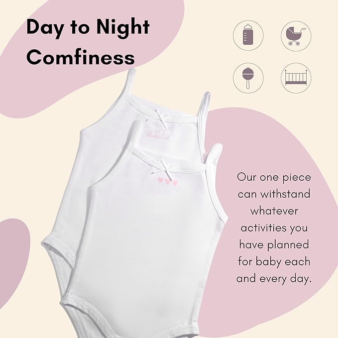 Feathers Tank Top Bodysuits For Baby Girl (2 Pack) Super Soft One-piece Toddler Bodysuit