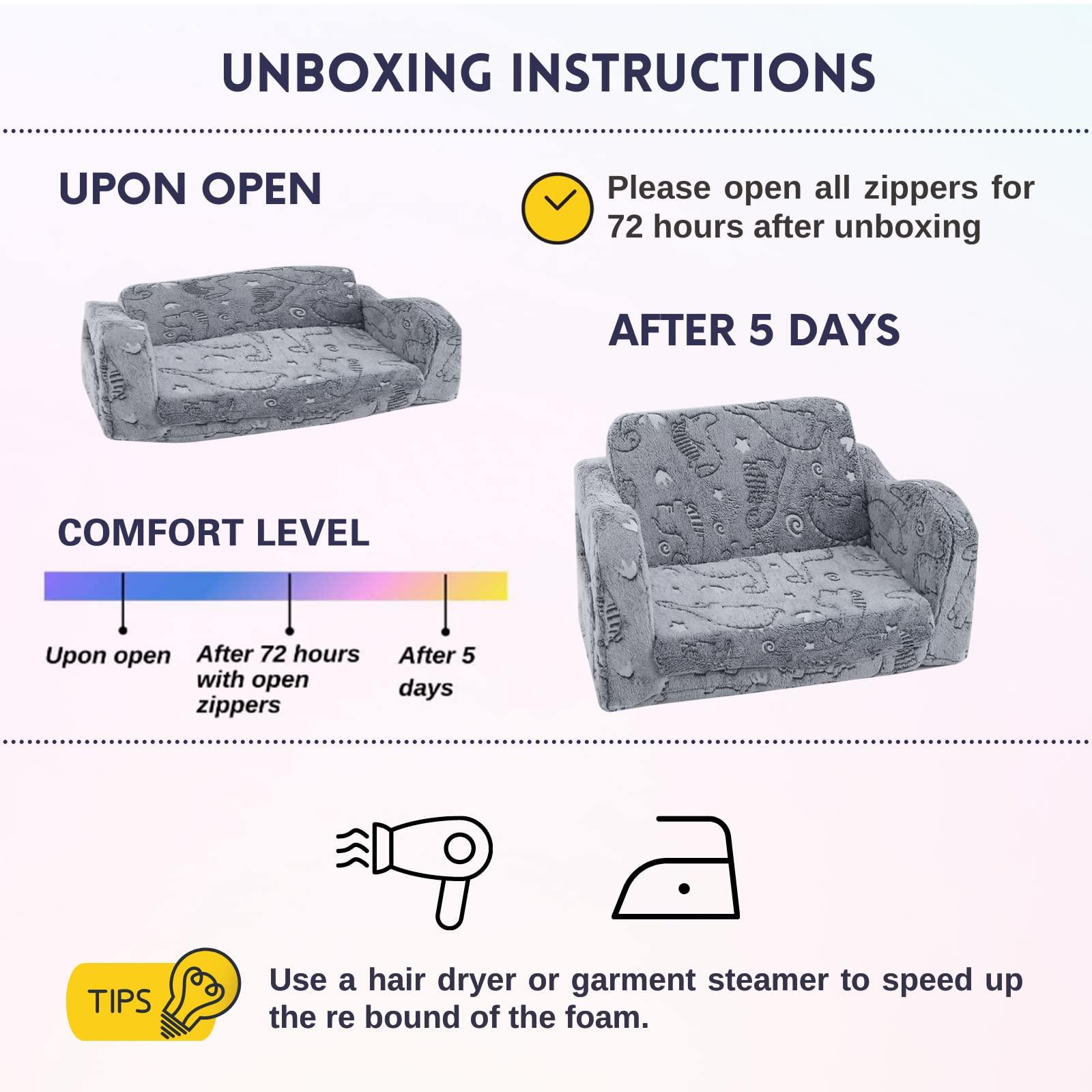 Children's Fold Out Sofa With Blanket -glowsofa