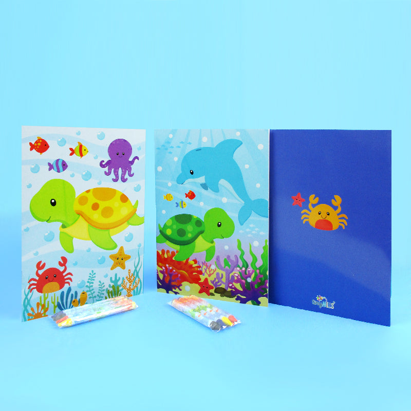 Sea Life Ocean Animals Coloring Books With Crayons Party Favors - Set Of 6 Or 12