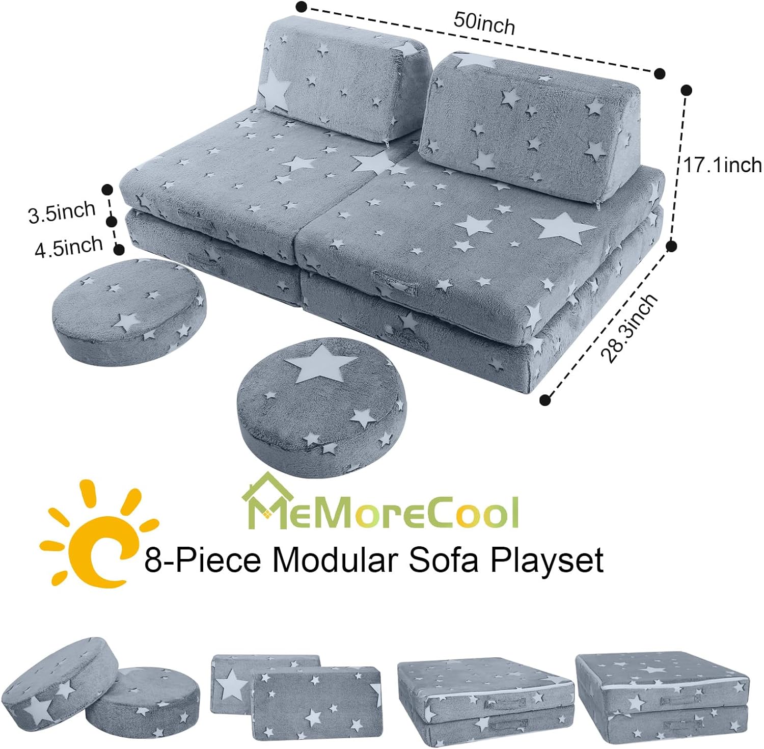 8-piece Kids Play Couch|glowsofa