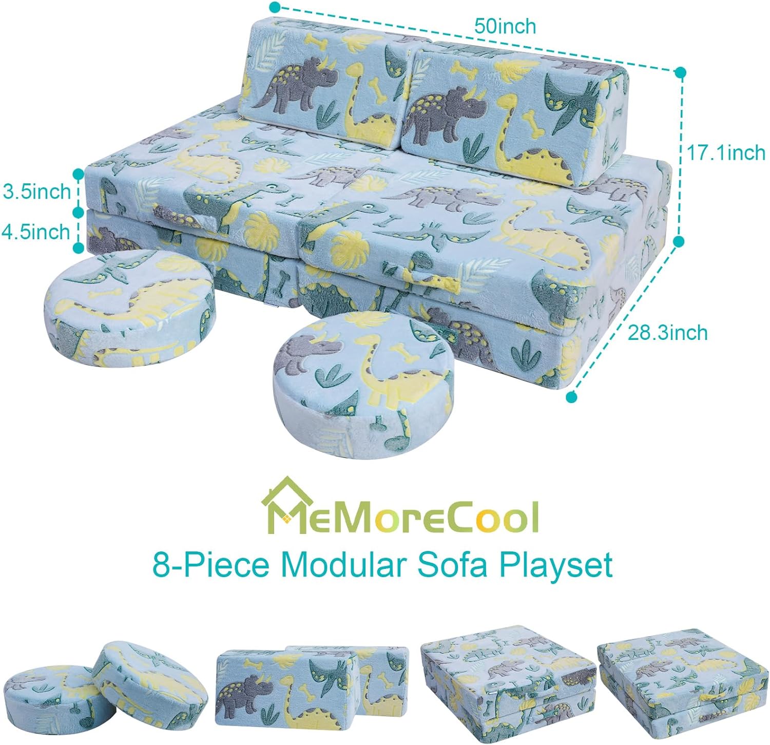 8-piece Kids Play Couch|glowsofa