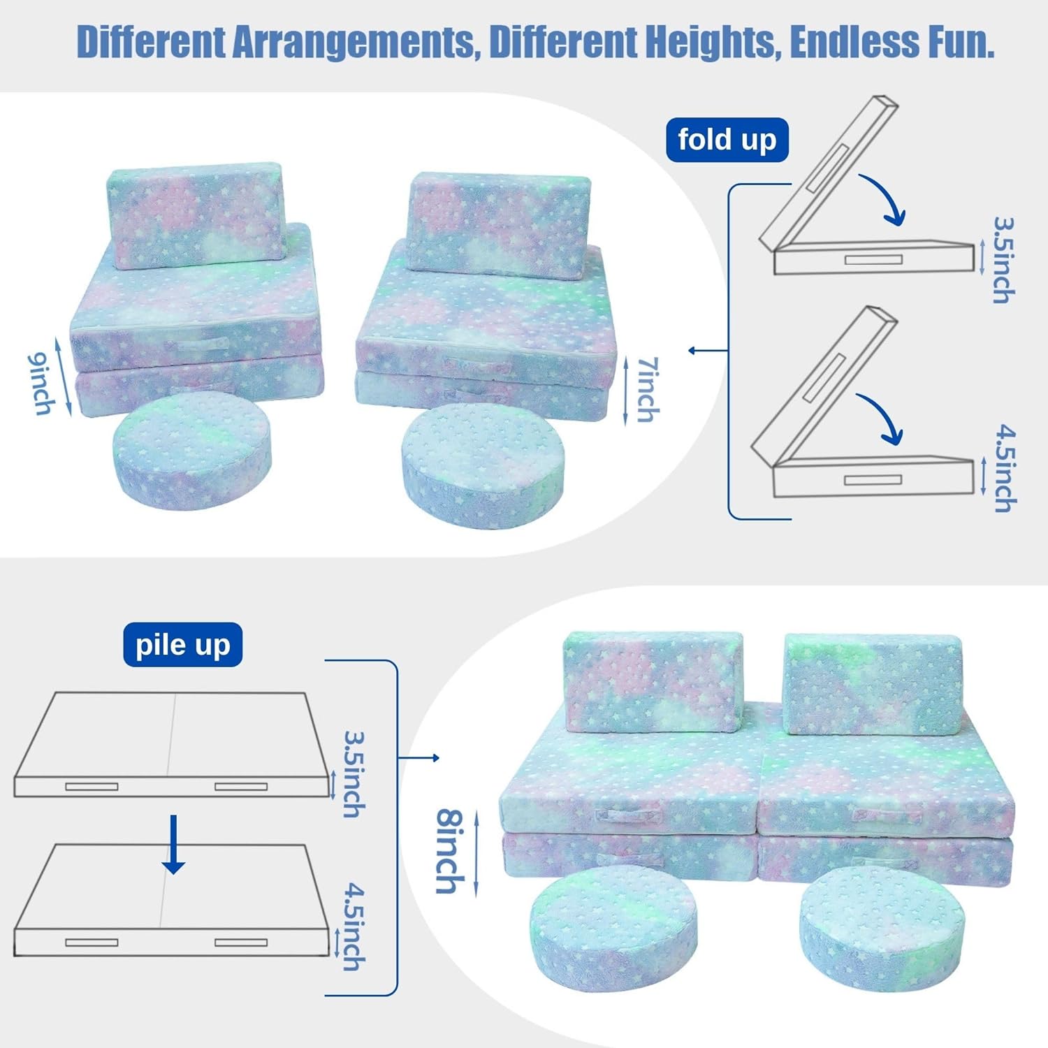 8-piece Kids Play Couch|glowsofa