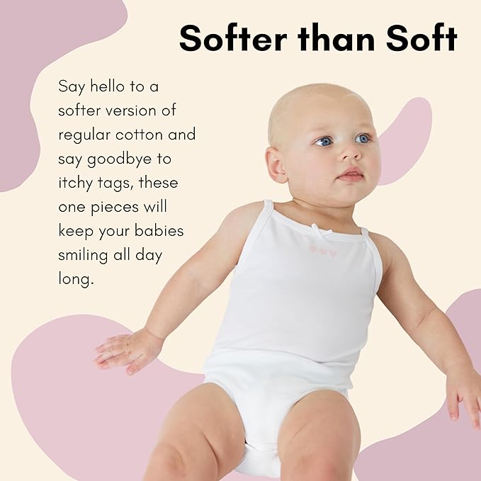 Feathers Tank Top Bodysuits For Baby Girl (2 Pack) Super Soft One-piece Toddler Bodysuit