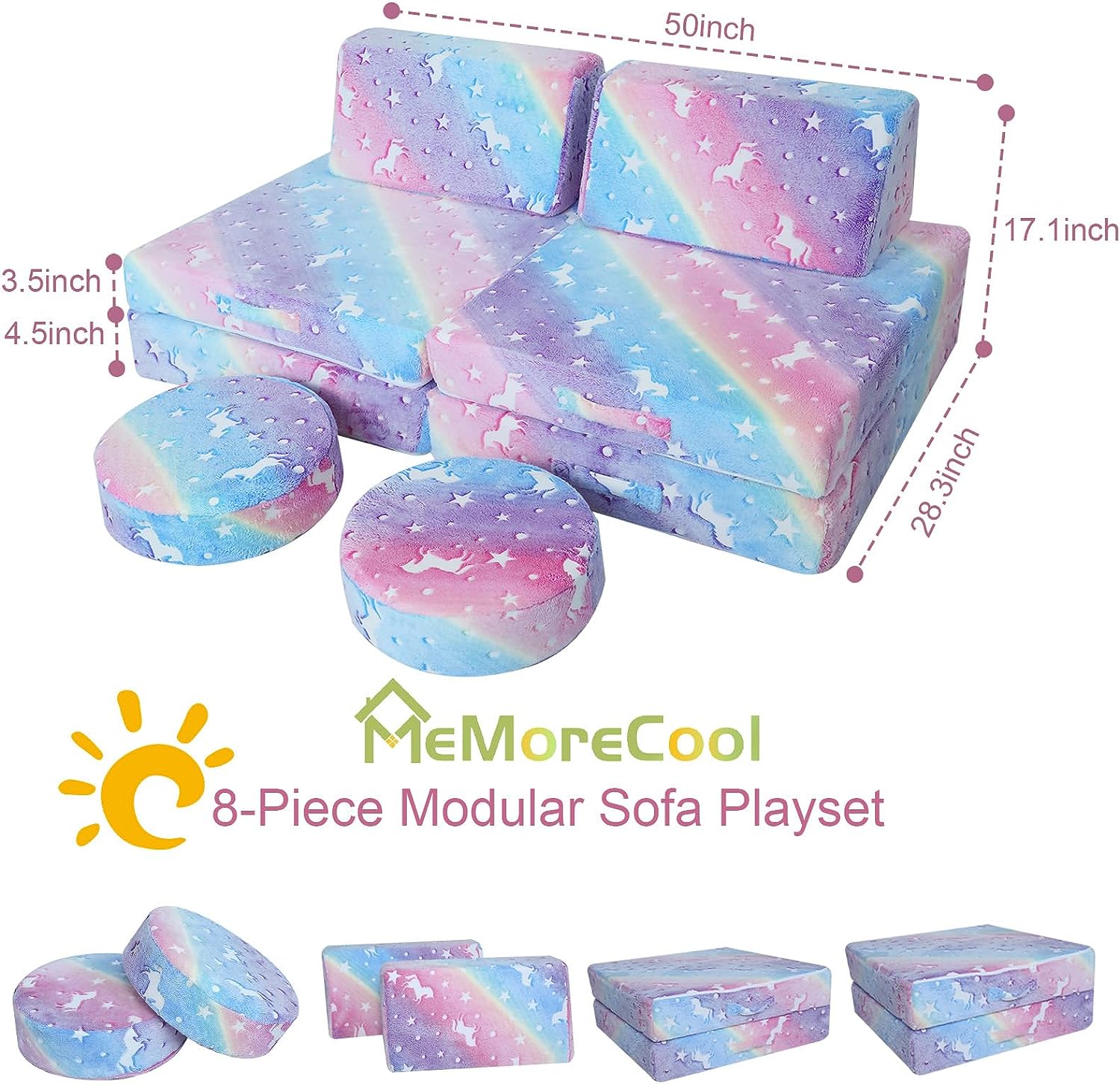 8-piece Kids Play Couch|glowsofa