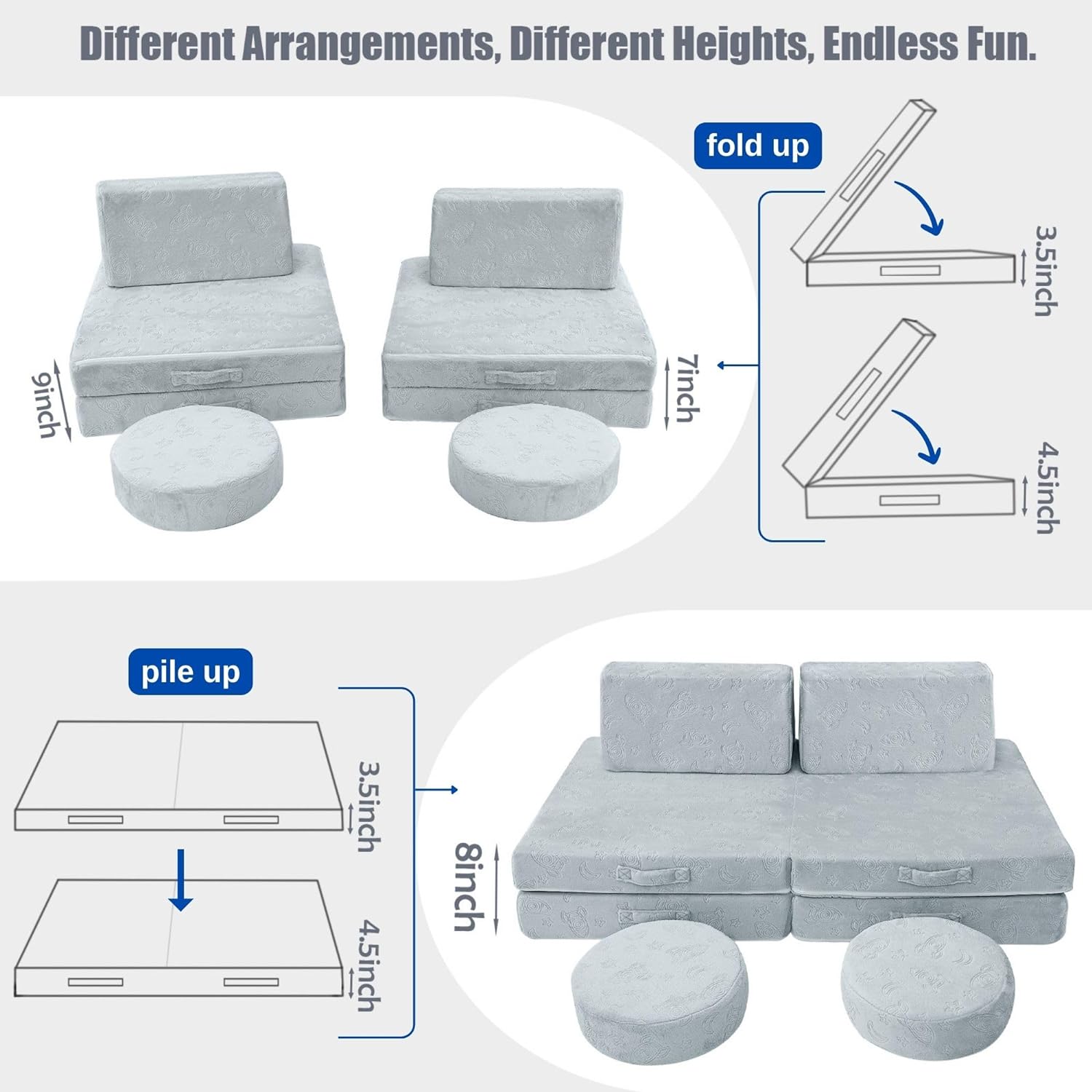 8-piece Kids Play Couch|glowsofa