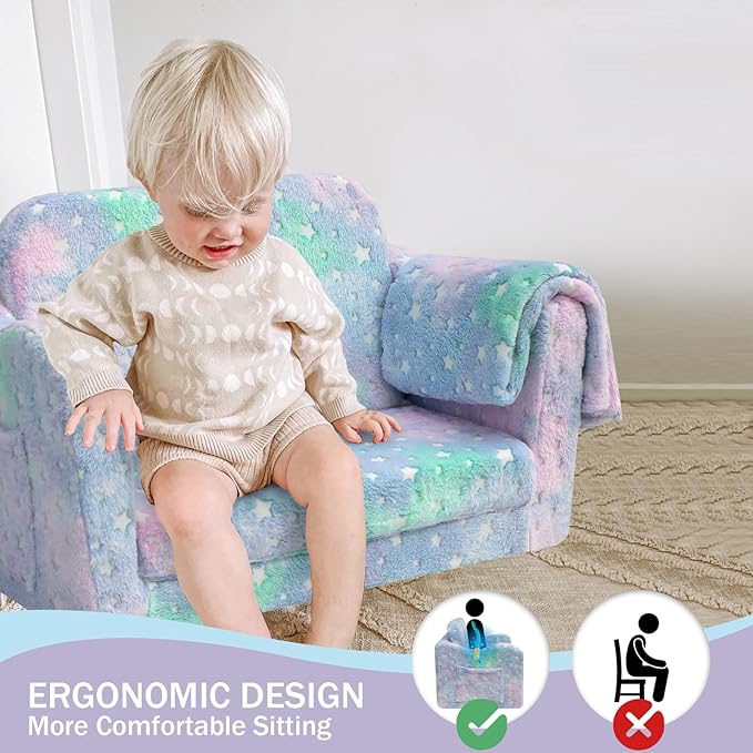 Children's Fold Out Sofa With Blanket -glowsofa