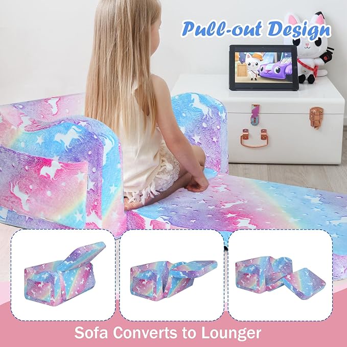Children's Fold Out Sofa With Blanket -glowsofa