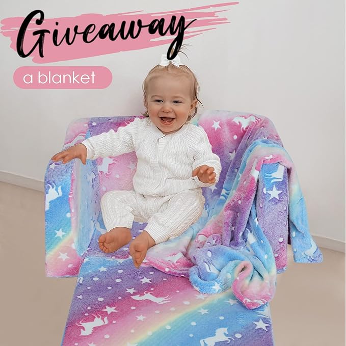 Children's Fold Out Sofa With Blanket -glowsofa