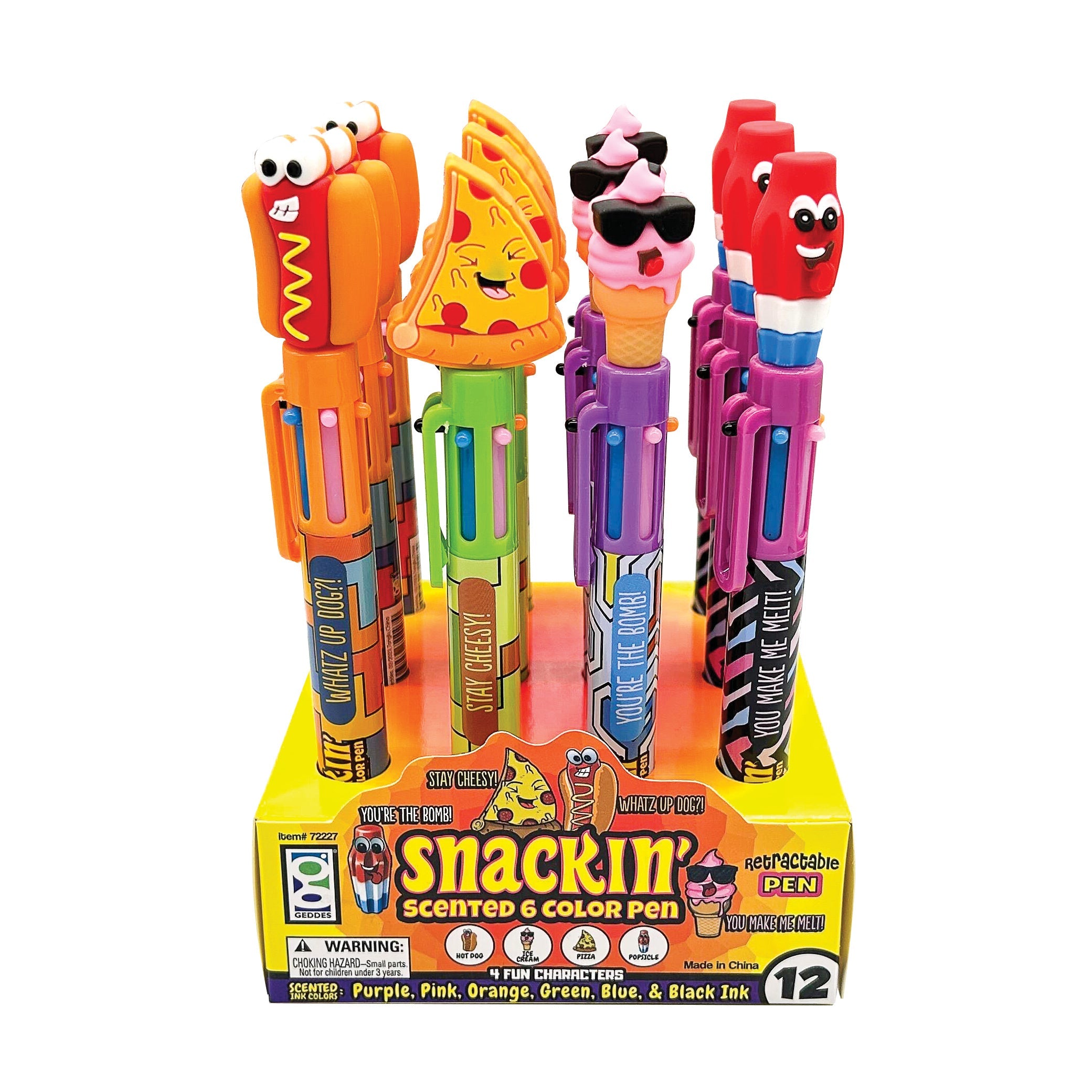 Snackin Scented 6 Color Pen - 12 Per Display
