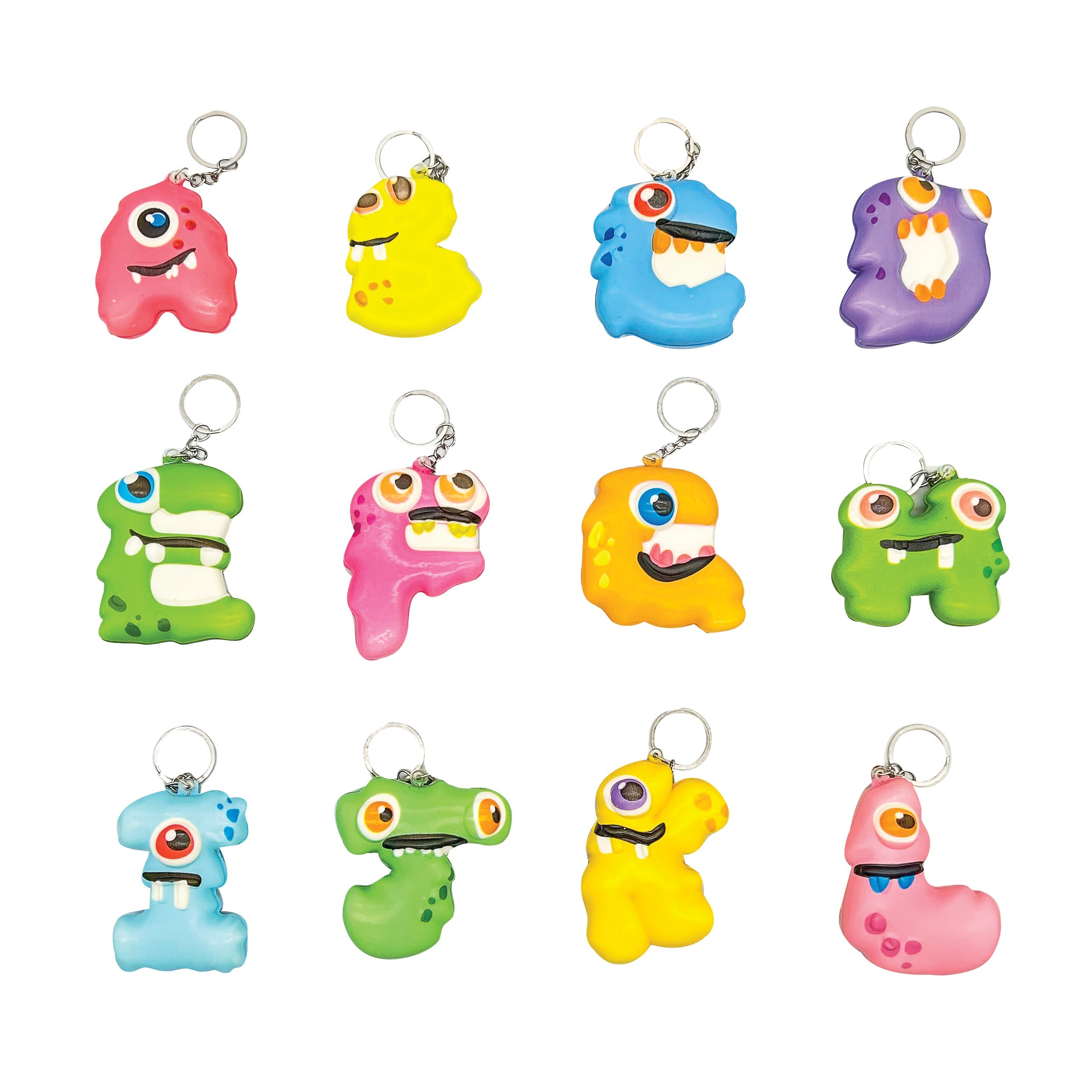 Squishy Alpha Monster Keychain - 26 Per Bag
