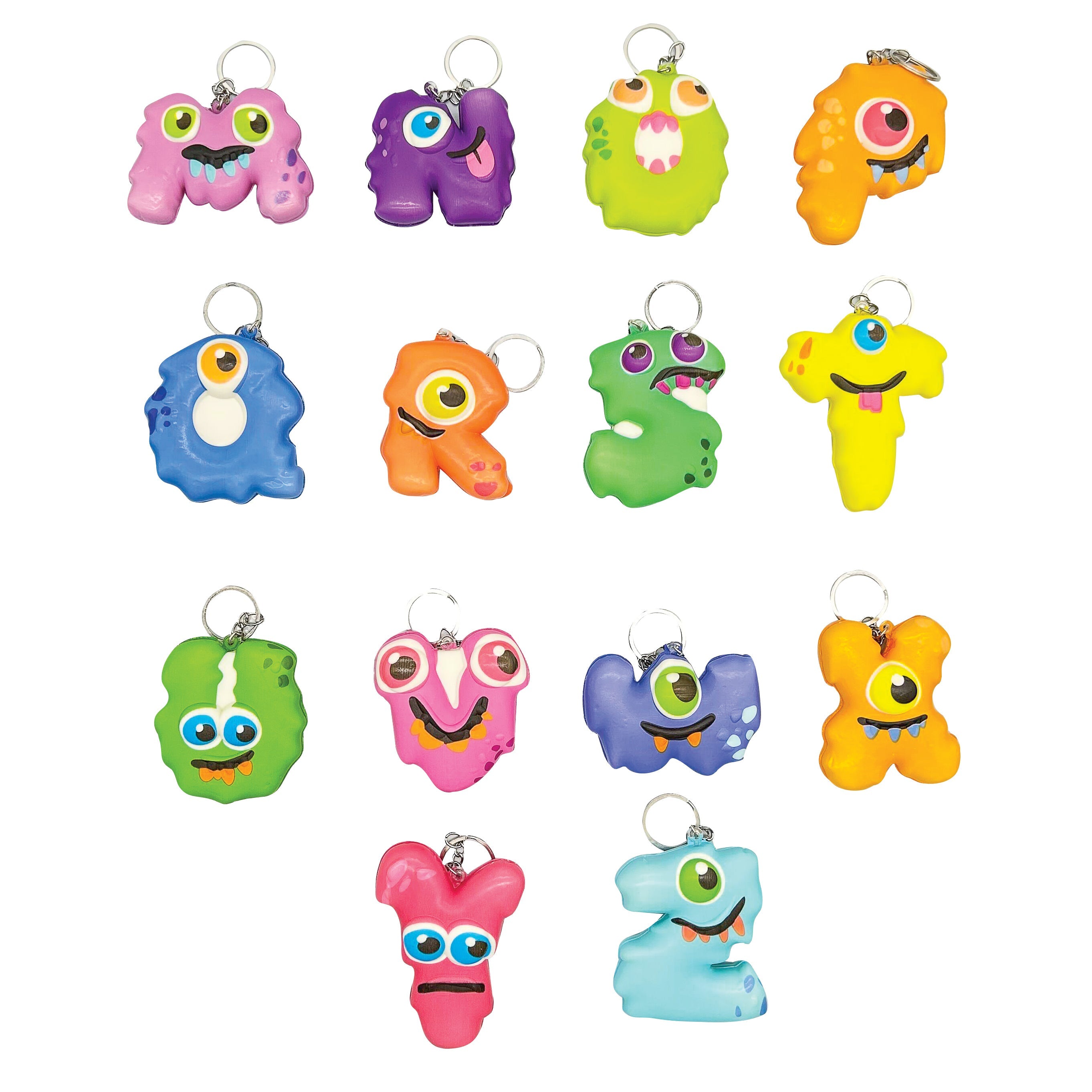 Squishy Alpha Monster Keychain - 26 Per Bag