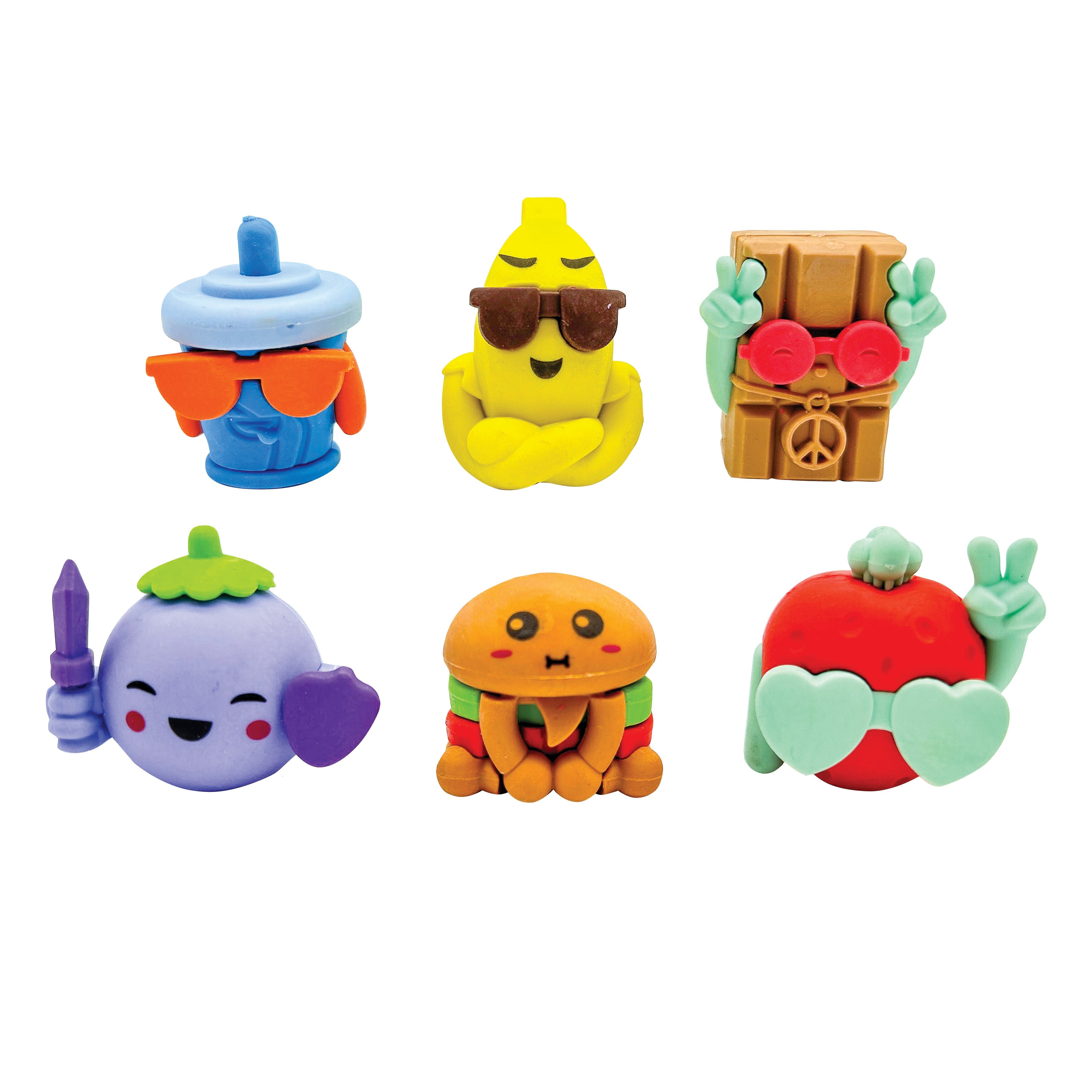 Snack Attack Cool Guys 3d Eraser Toppers - 48 Per Bag