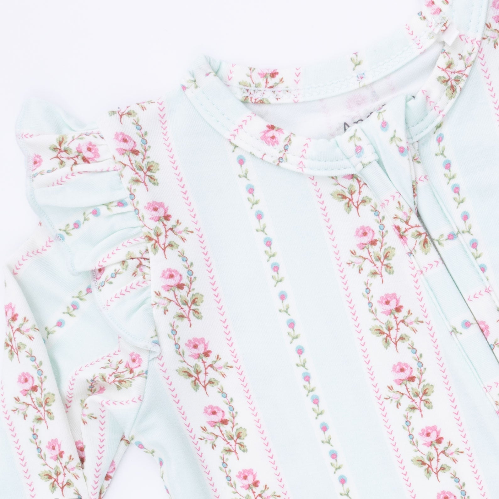 Antoinette Stripe - 2 Way Ruffle Sleeve Zipper Footie & Headband Set