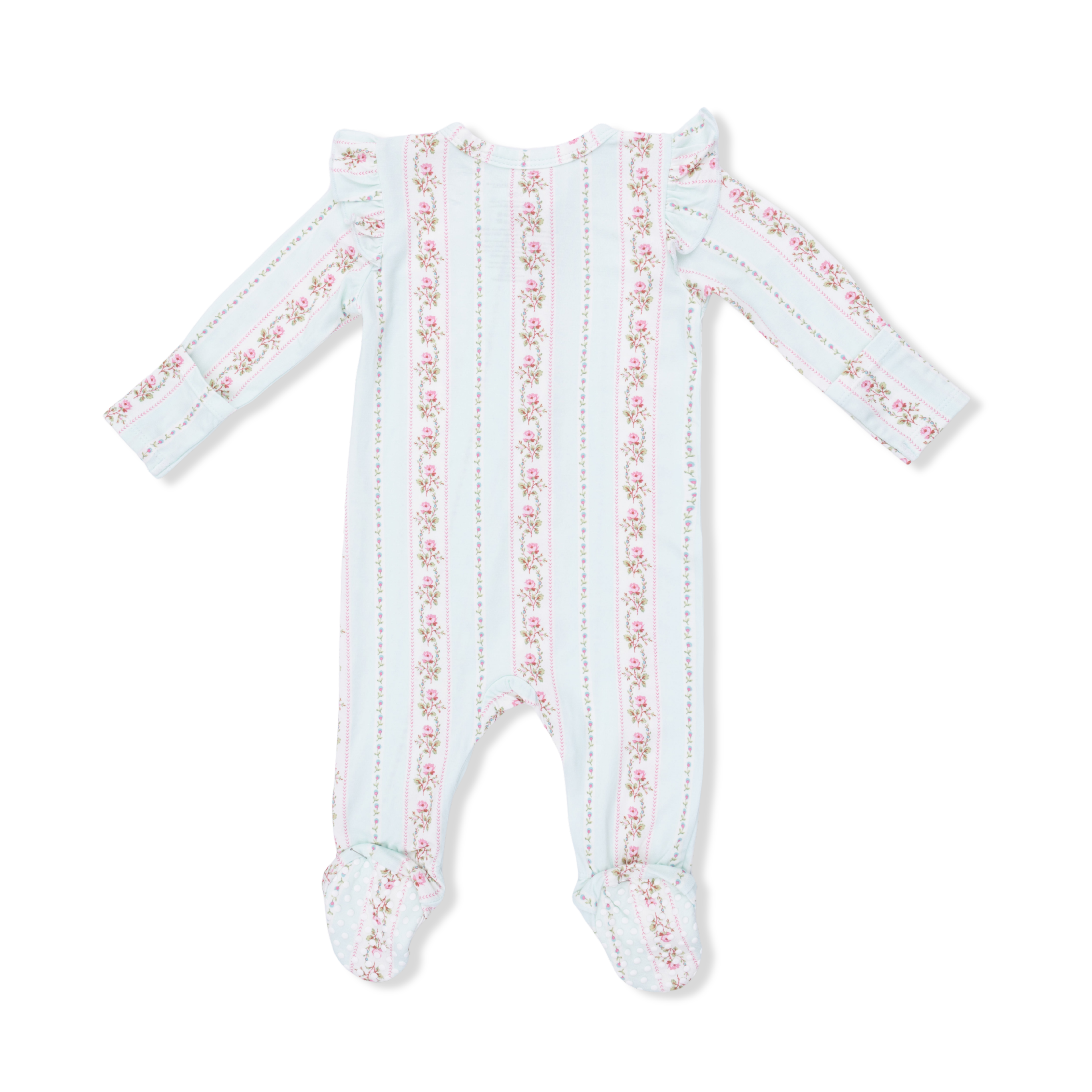 Antoinette Stripe - 2 Way Ruffle Sleeve Zipper Footie & Headband Set