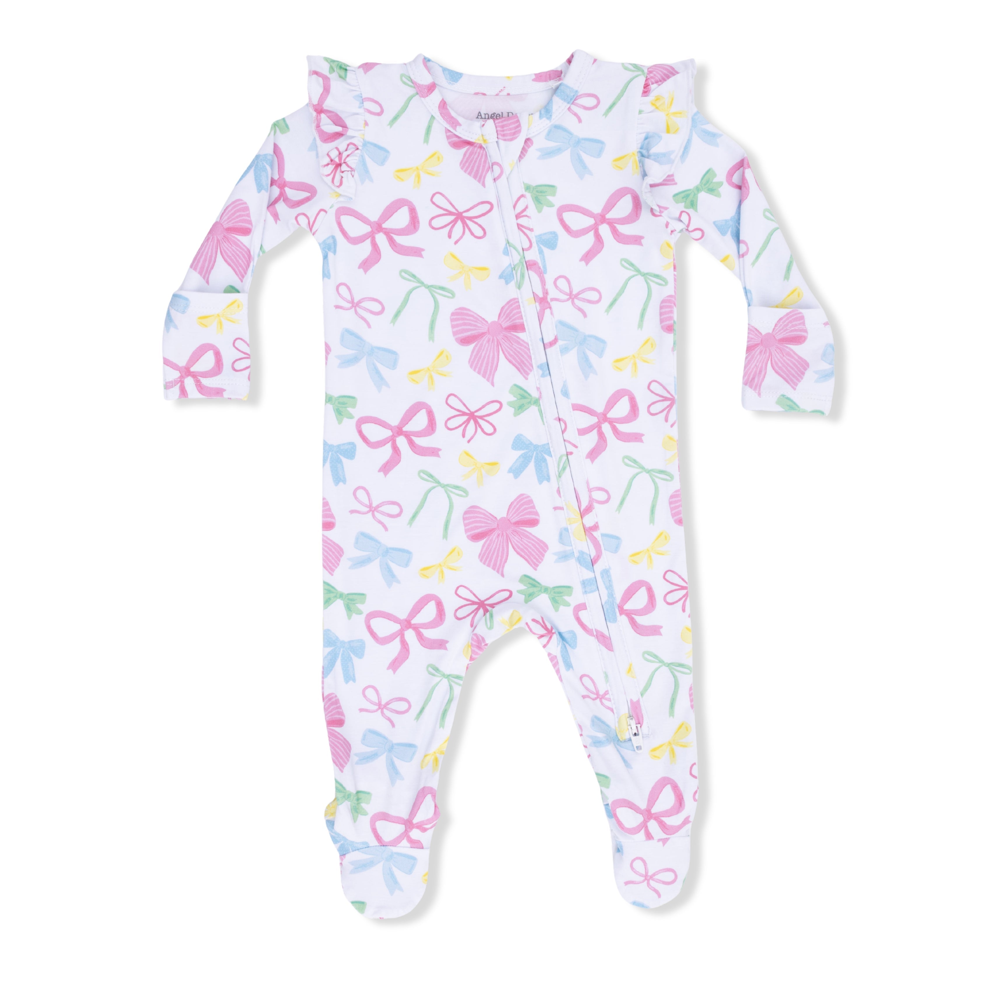 Sweet Bows - 2 Way Ruffle Sleeve Zipper Footie