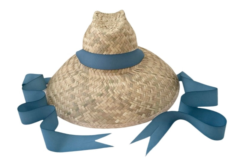 Begonia Sun Hat - Long French Blue Grosgrain Ribbon
