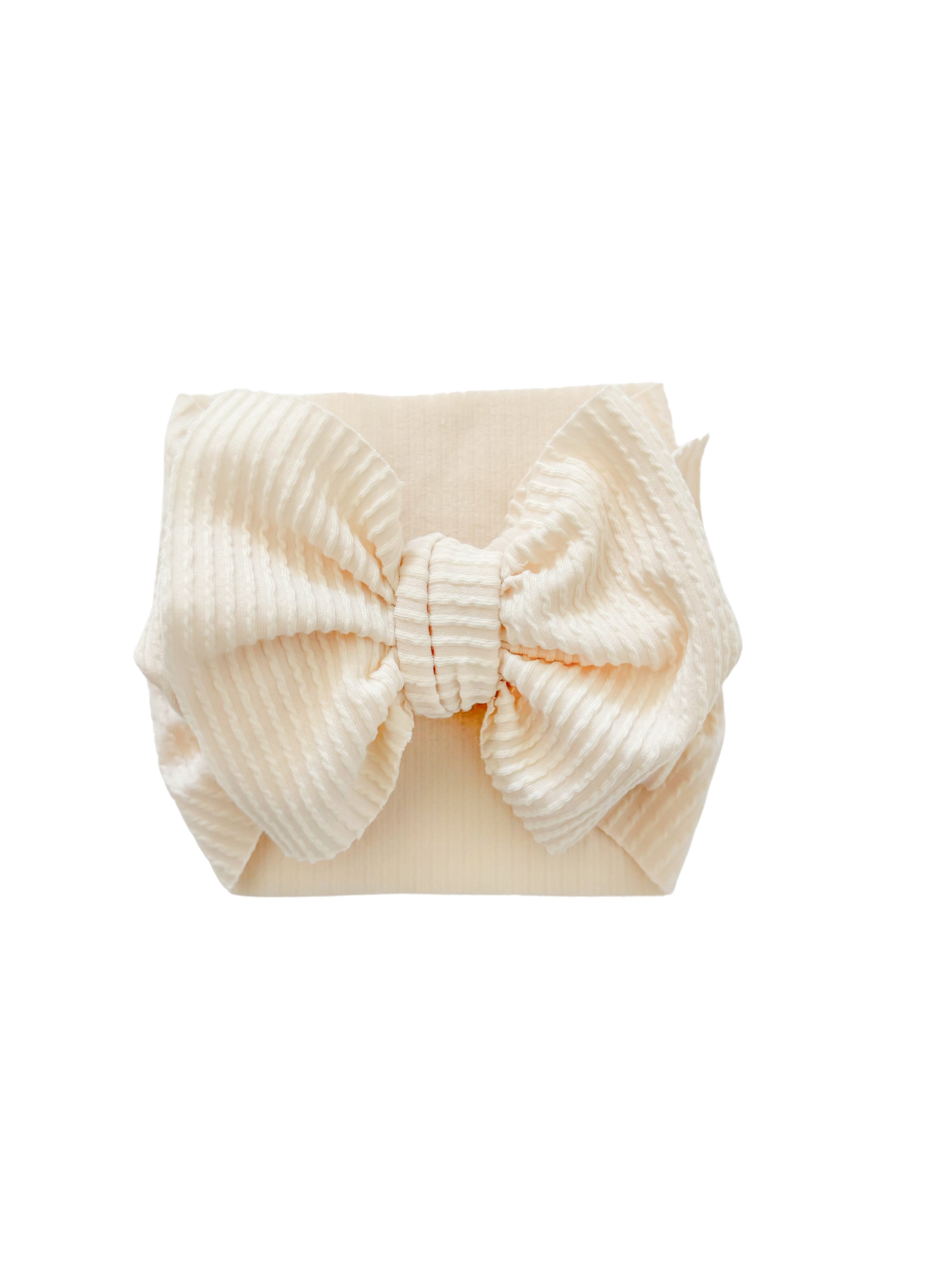 Ribbed Headwrap Bow- Light Ivory