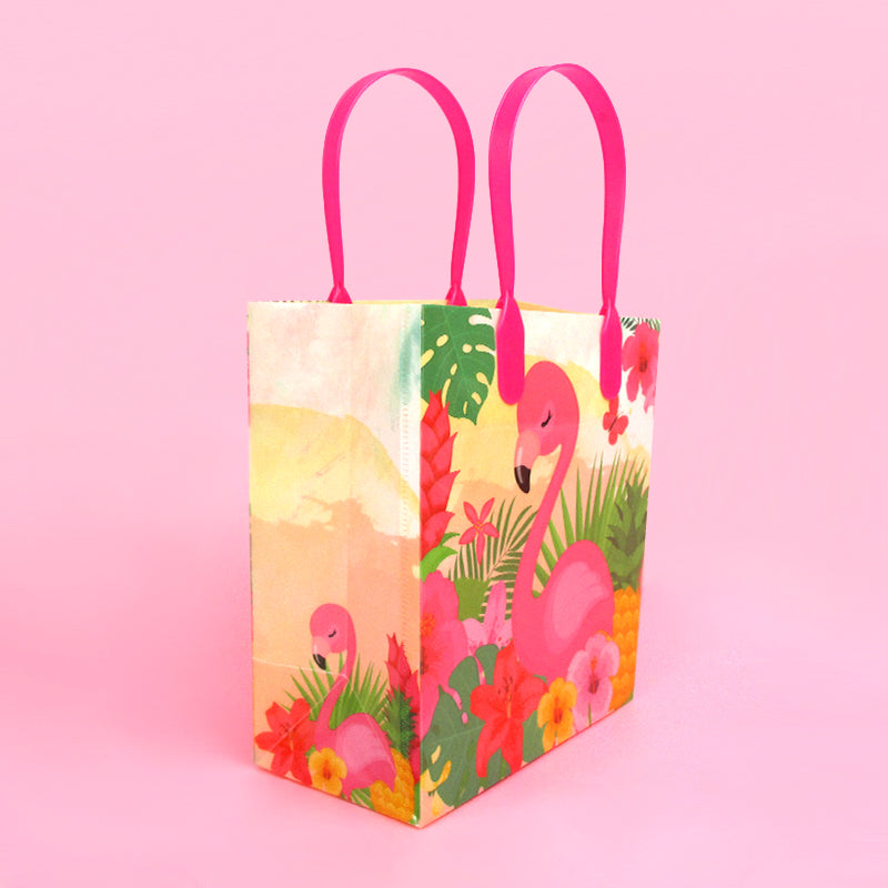 Flamingo Tropical Luau Party Favor Bags Treat Bags - Set Of 6 Or 12