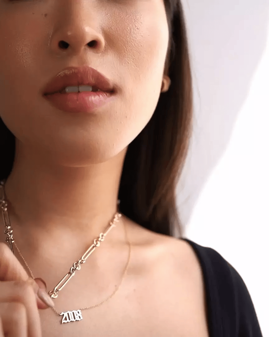 14k Gold Elongated Paper Clip Chain Necklace