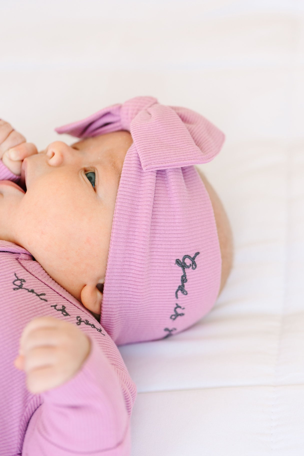 Solid Mauve Headband Ribbed Cotton-bamboo Blend