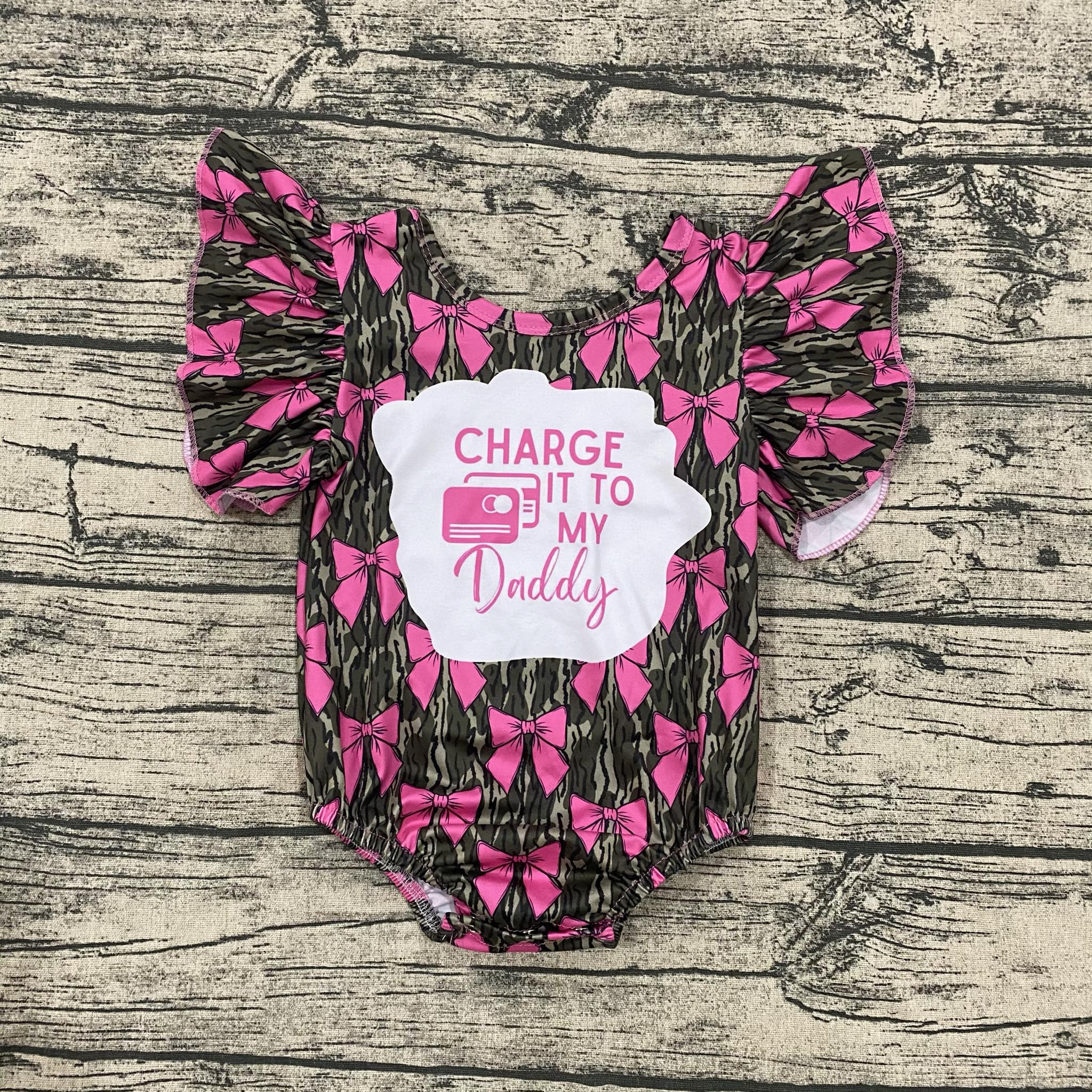 Charge It To My Daddy Camo Bows Leo