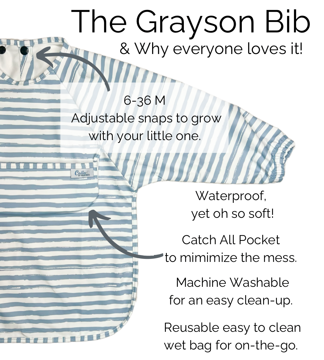The Grayson Long Sleeve Bib - Affirmation Animals
