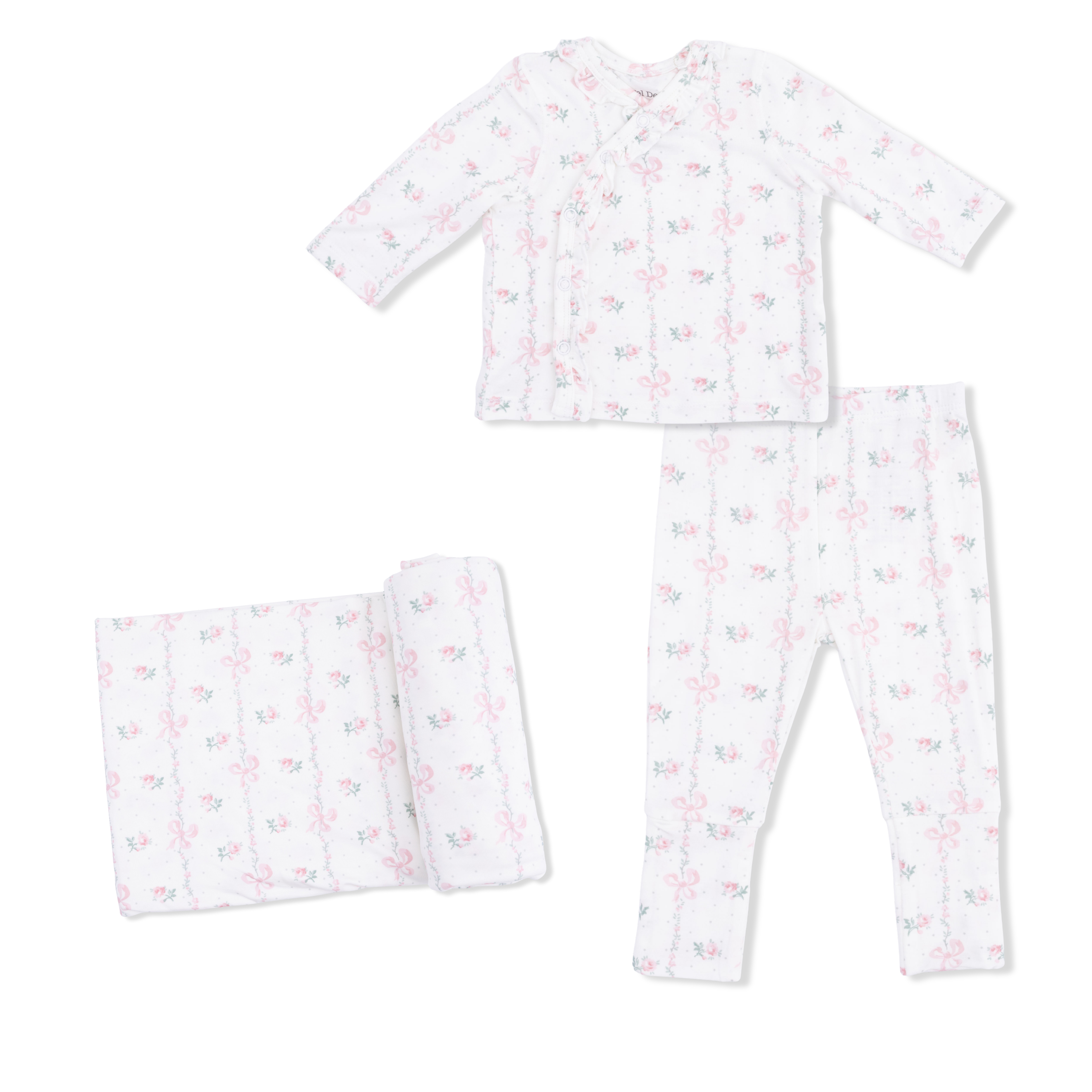 Dainty Buds And Bows - Take Me Home Set With Convertible Pant & Swaddle Blanket Set