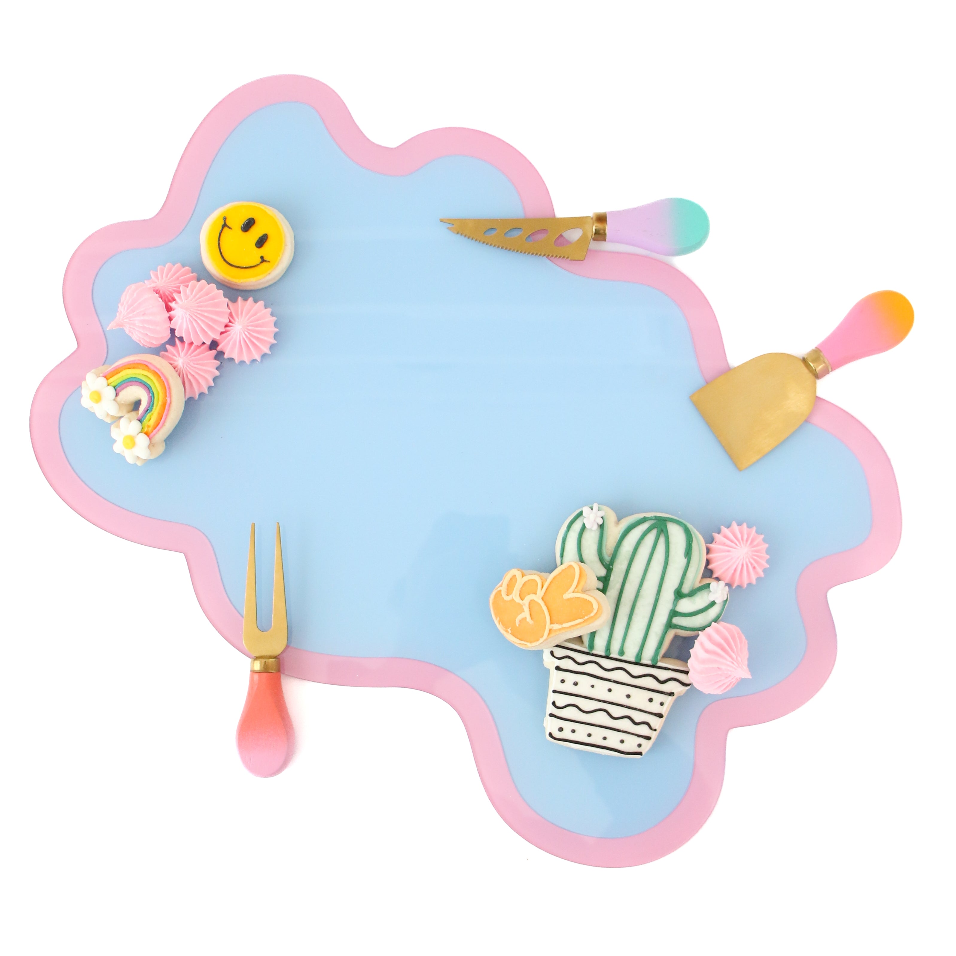 Periwinkle And Pink Wavy Tray