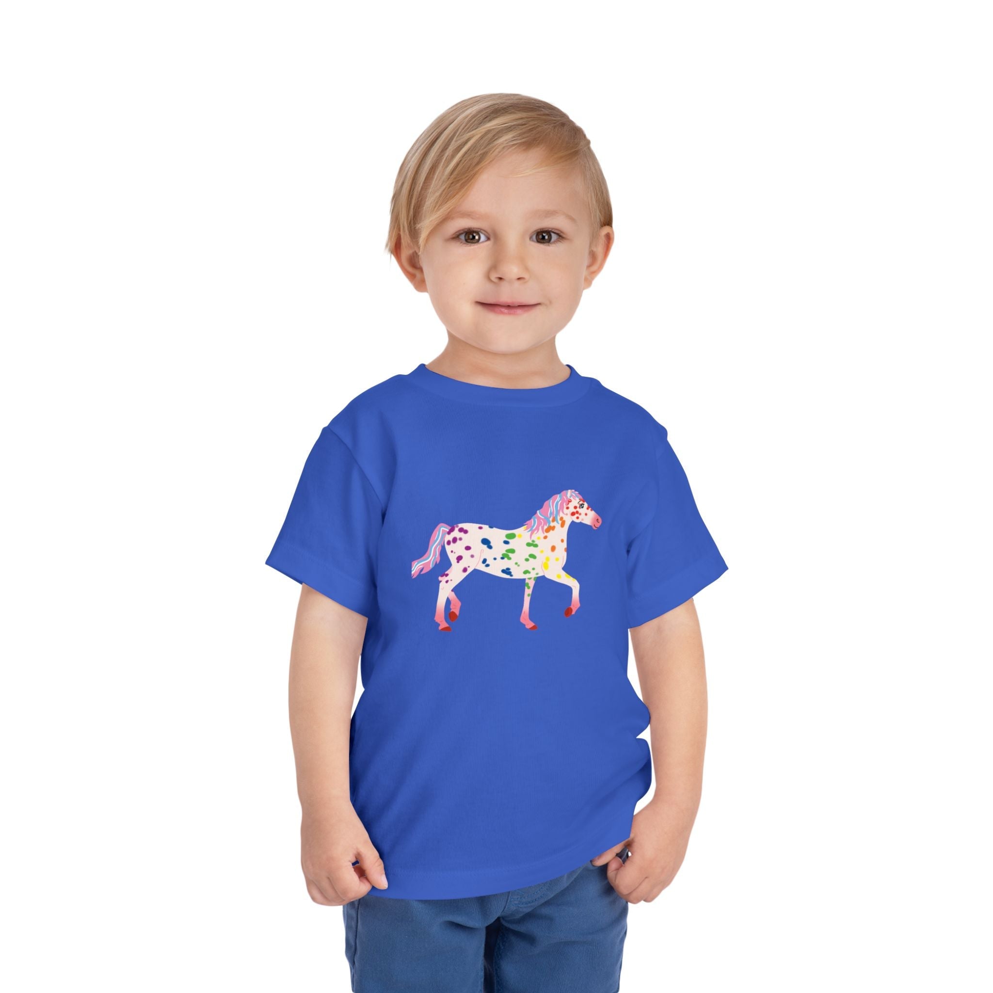 Rainbow On My Parade Horse Toddler Short Sleeve Tee Shirt