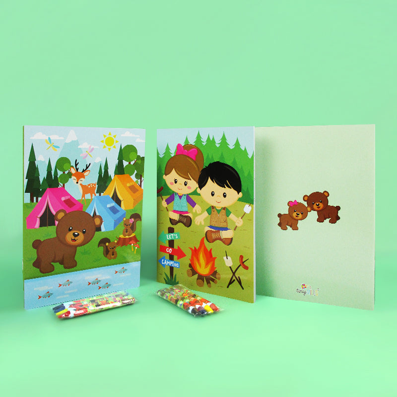 Camping Wilderness Coloring Books With Crayons Party Favors - Set Of 6 Or 12