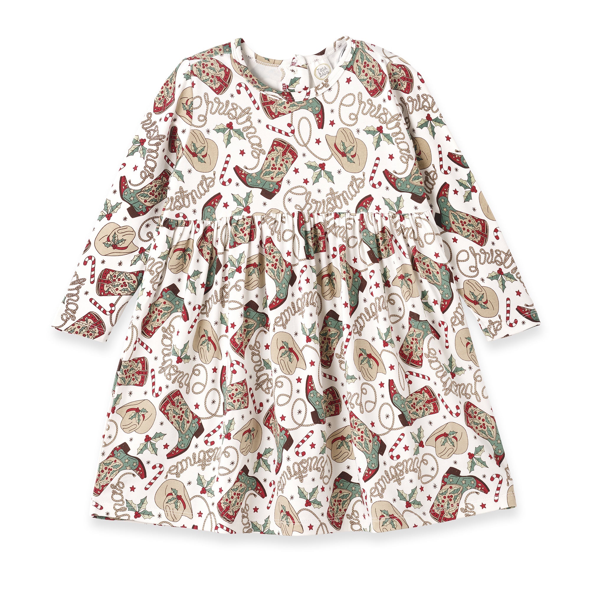 Western Christmas Girls Dress – Soft Bamboo Holiday Style